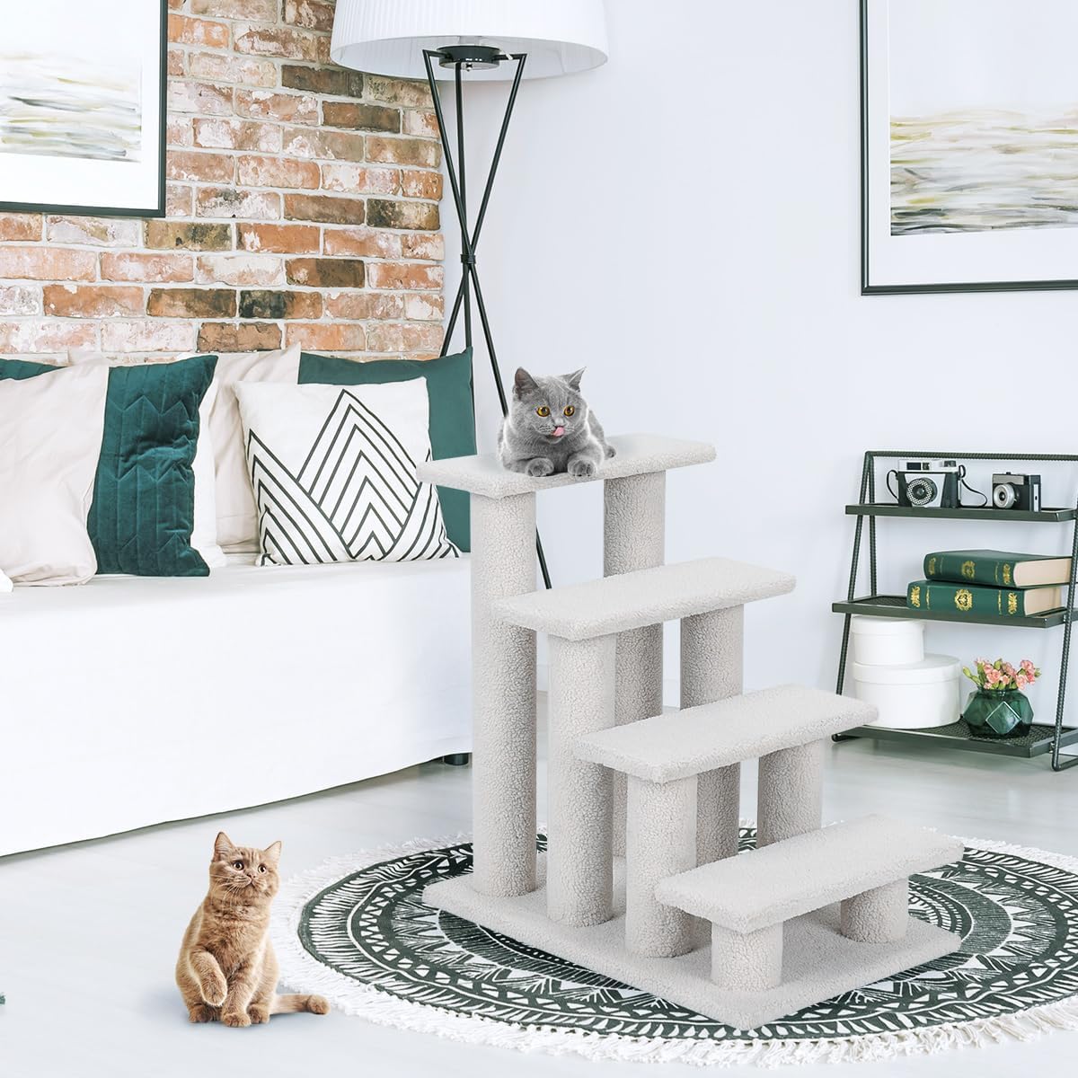 4 Stufen Tiertreppe für Katze & Hunde bis 25 kg Katzentreppe Hundetreppe Treppe Beige