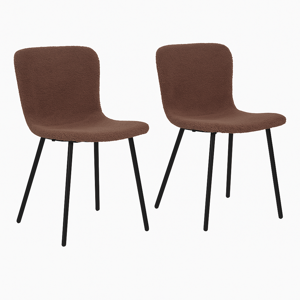 Halden Esszimmerstuhl 2er Set - Stilvoll, bequem & modernes Stahlgestell - Kunstfell dunkelbraun