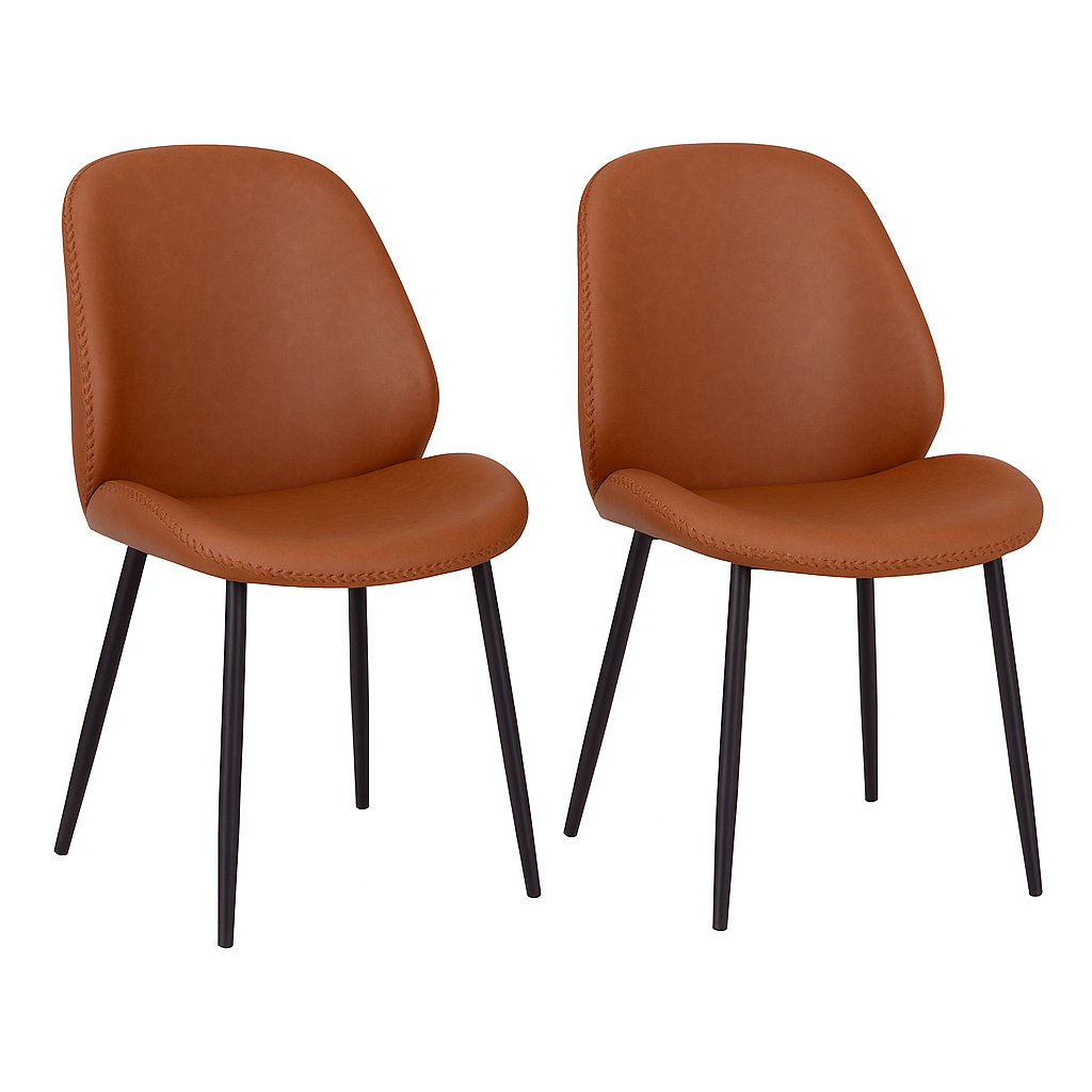 Monte Carlo Esszimmerstuhl 2er Set - Bequemer Designstuhl mit stabilem Gestell - Kunsteder Braun