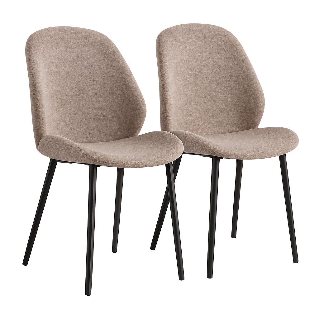 Monte Carlo Esszimmerstuhl 2er Set - Bequemer Designstuhl mit stabilem Gestell - Stoffbezug Steingrau