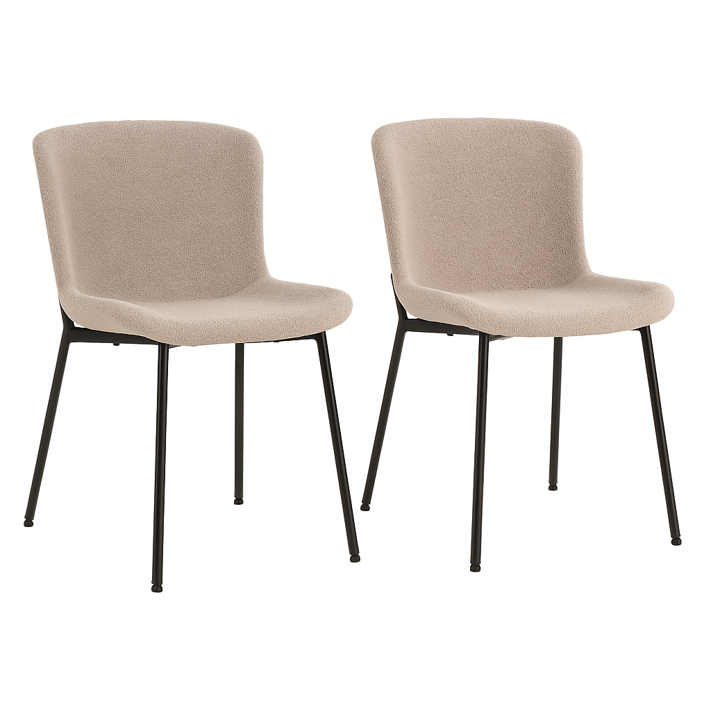 Maceda Esszimmerstuhl 2er Set - Moderner Komfort & elegantes Design mit Stahlgestell - Boucle Beige