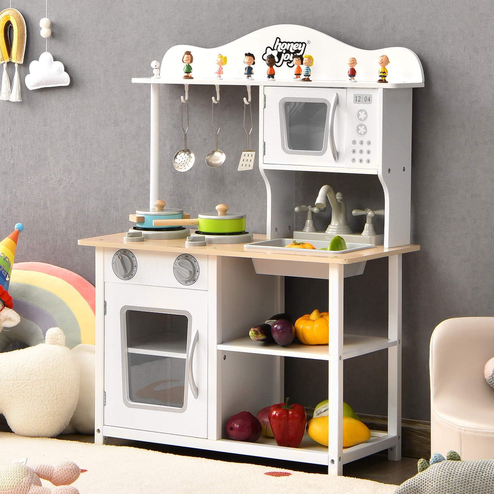 Kinder Spielküche hölzerne Spielküche Küche Set 60 x 30 x 83 cm Weiß