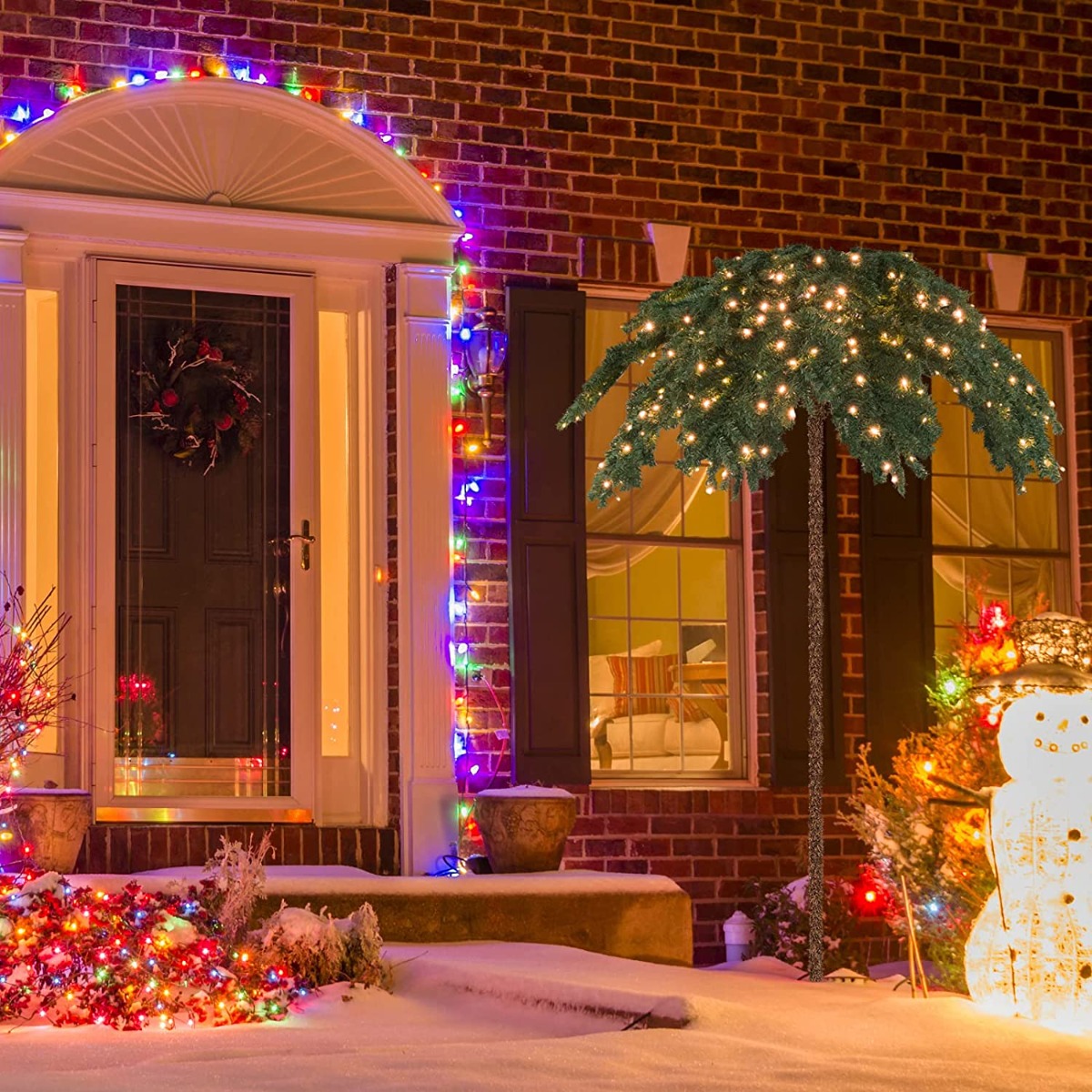 Künstliche Tropische Weihnachtspalme mit 250 Warmweißen LED-Lichtern & 813 Zweigspitzen 180 cm