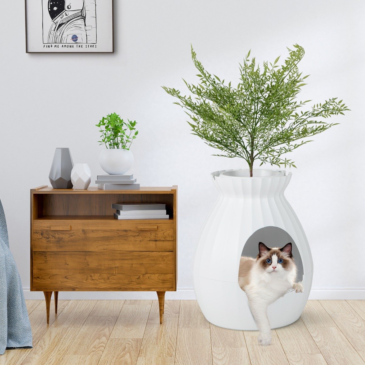 Intelligente Katzentoilette mit Elektronischer Geruchsentfernung & Sterilisation Blumentopf Stil