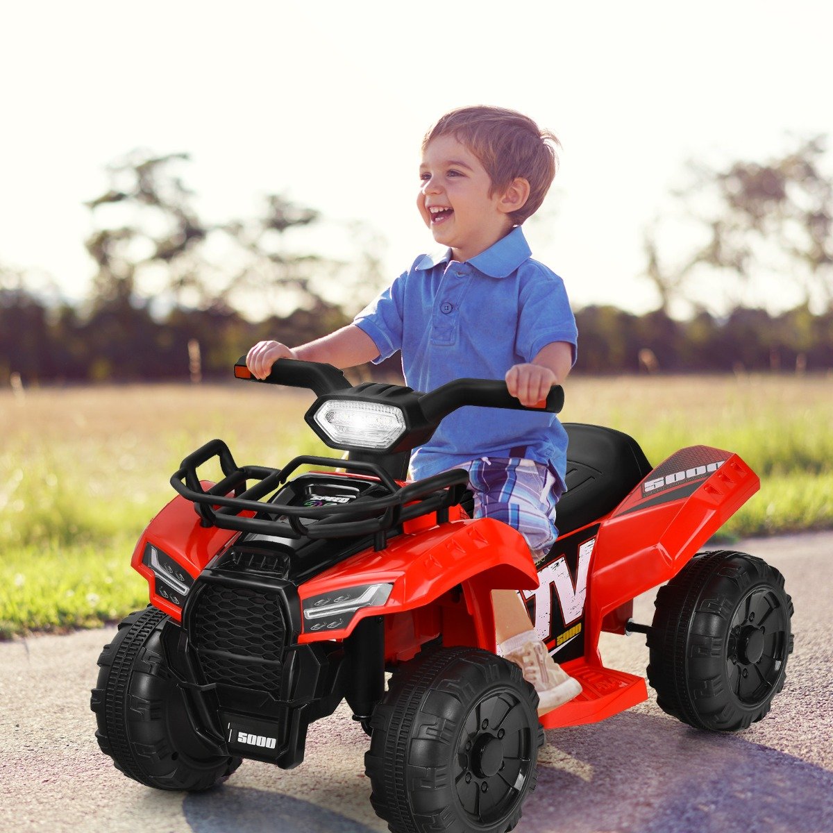 6V Elektro Kinderquad mit Stauraum & Musik & Hupe & LED Scheinwerfer Mini Elektroquad Rot