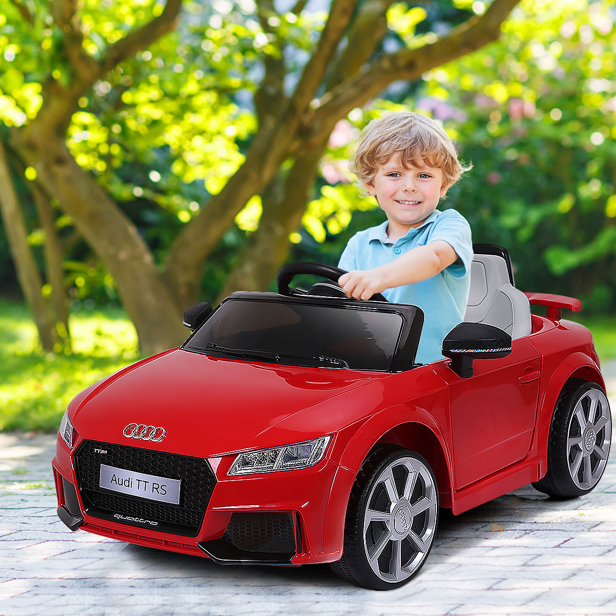 12V Spielzeugauto Kinderauto mit 2 Motoren und MP3 und Musik 104 x 63,5 x 45,5 cm Rot