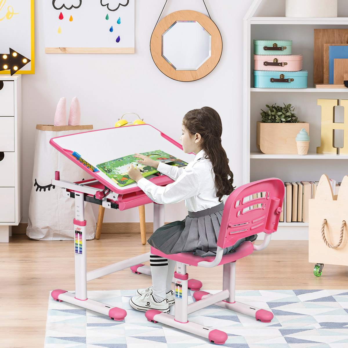 Neigbares Kinderschreibtisch Schreibtisch Jugendschreibtisch-Rosa