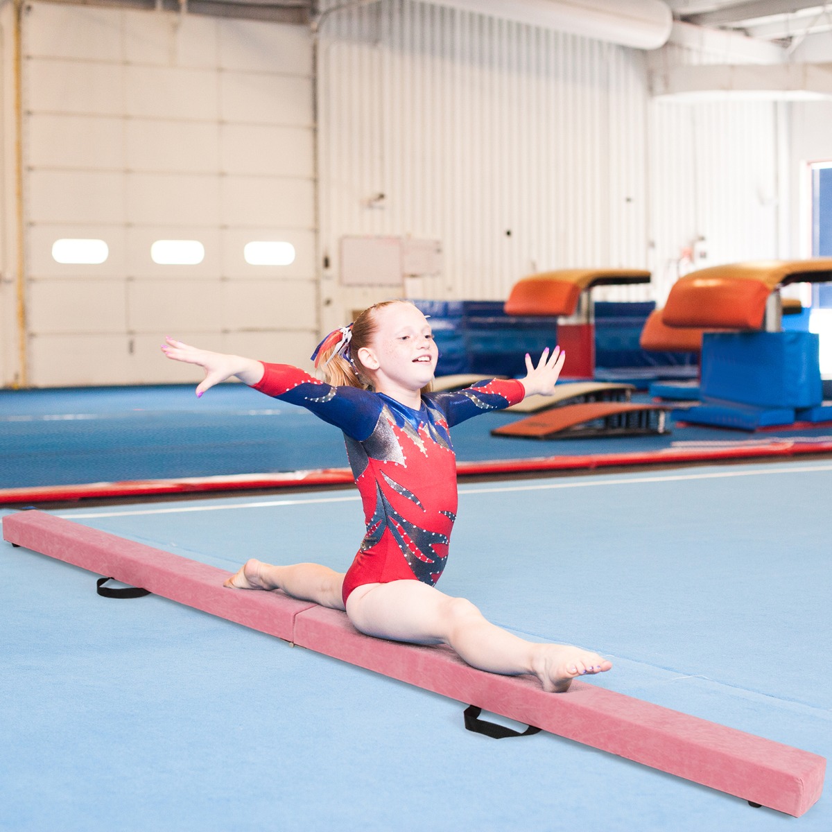 2,1M Schwebebalken Gymnastik Training zusammenfaltbar Strapazierfähig Fitness-Rosa
