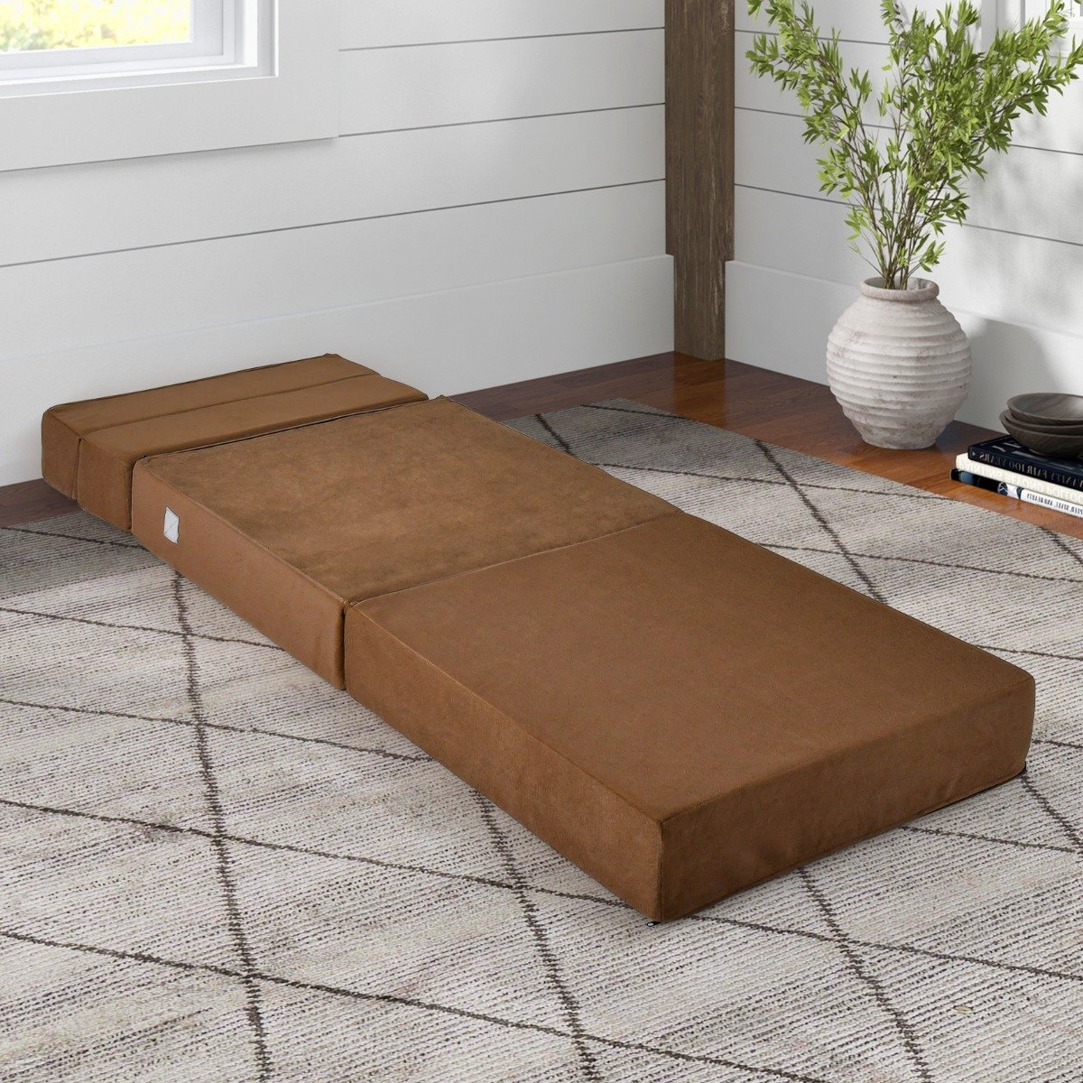 3 in 1 Klappbares Schlafsofa mit Waschbarem Bezug Extra Dick Schaumstoff (15cm) Braun