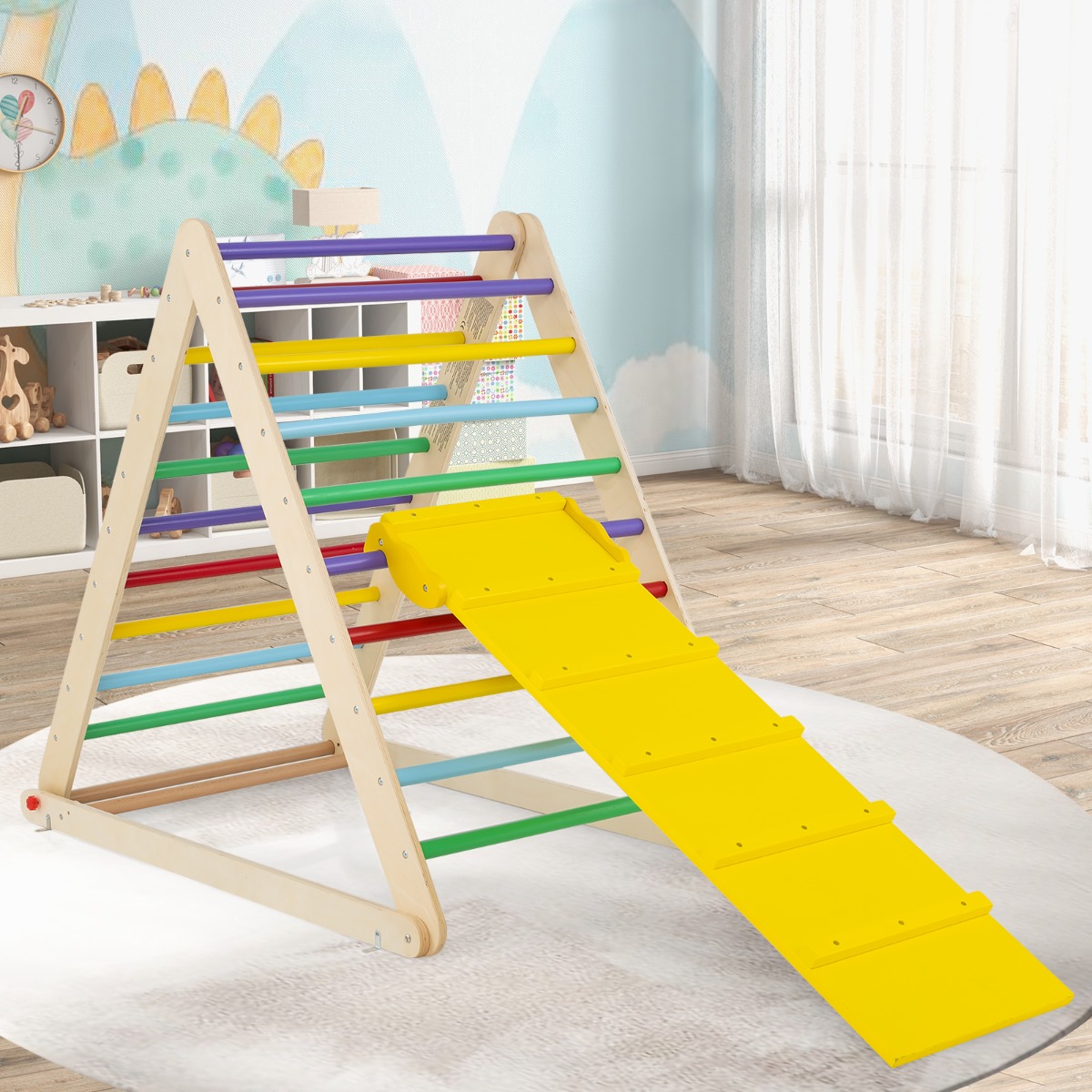 Kletterdreieck mit Leiter Klappbares Klettergerüst Sprossendreieck zur Entwicklung Bunt
