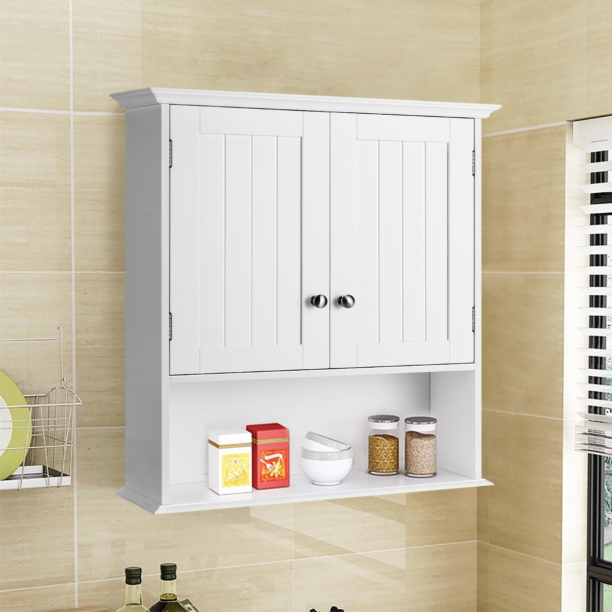 Wandschrank Badezimmer-Wandschrank Hängeschrank aus Holz 60 x 20 x 70,5 cm Weiß