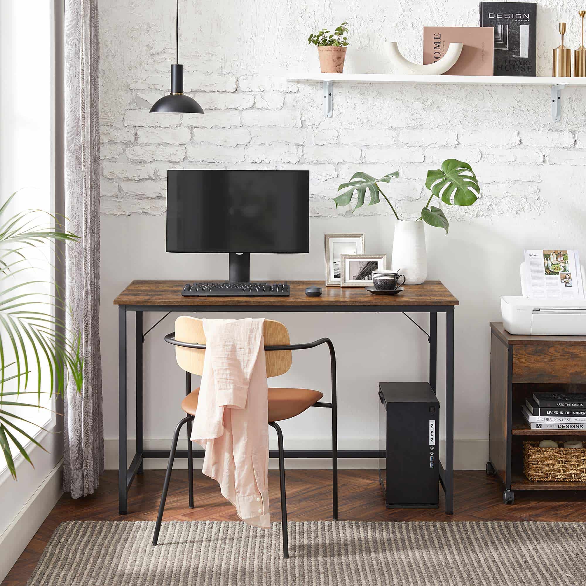 VASAGLE Industrie-Design Schreibtisch Vintagebraun-Schwarz, 120x60x75 cm, Homeoffice Bürotisch mit Stahlgestell