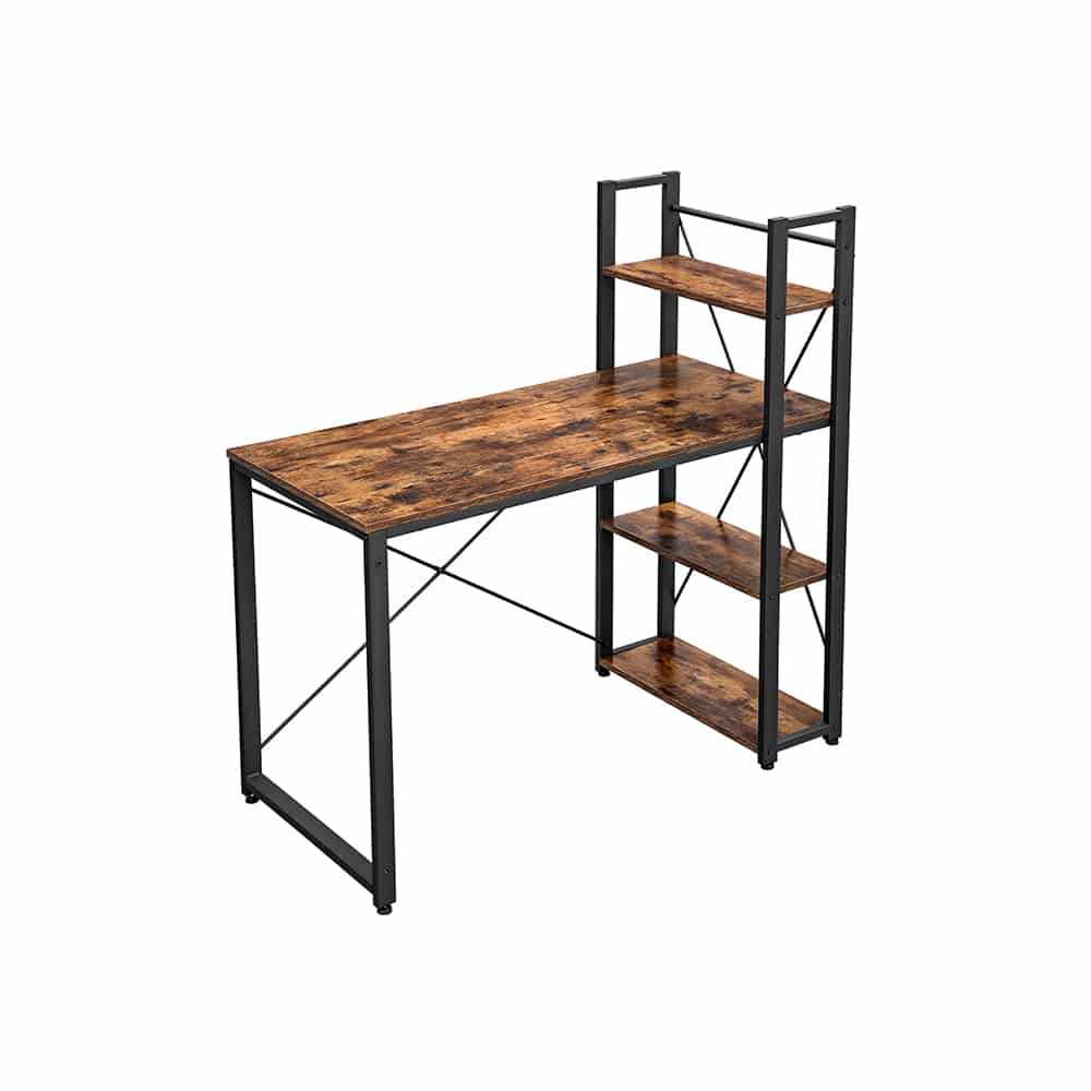 Schreibtisch 120 cm lang vintagebraun-schwarz