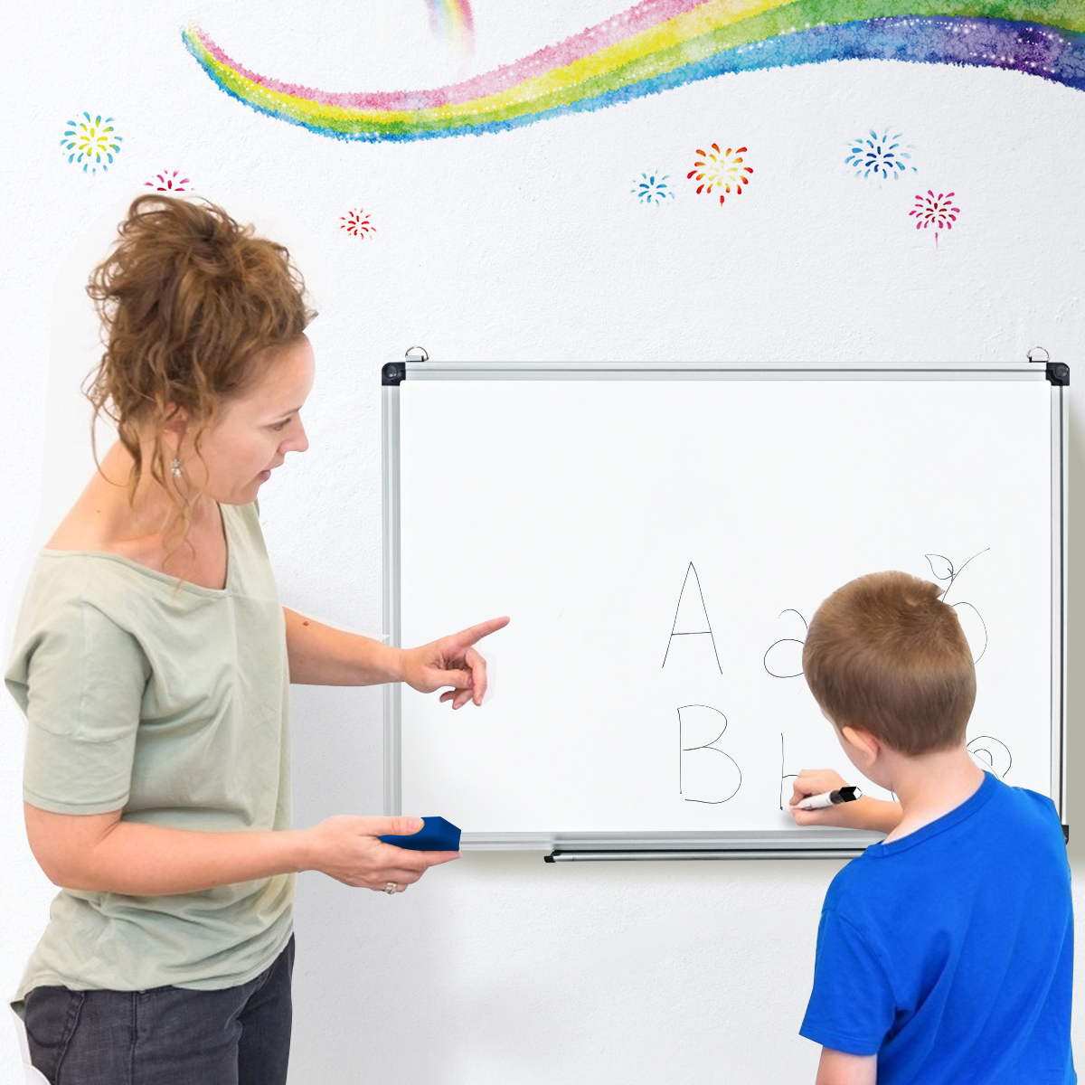 Whiteboard Magnettafel Schreibttafel Wandtafel Memoboard mit Alurahmen (70x50 cm)