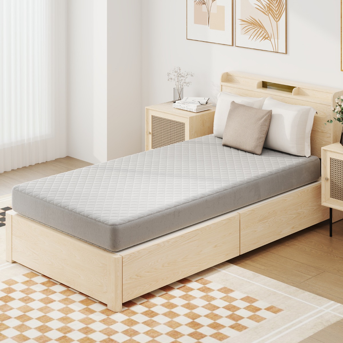 Matratzenschoner luxuriöse superweiche Matratzenauflage mit tiefer Tasche Grau 90 x 200 cm