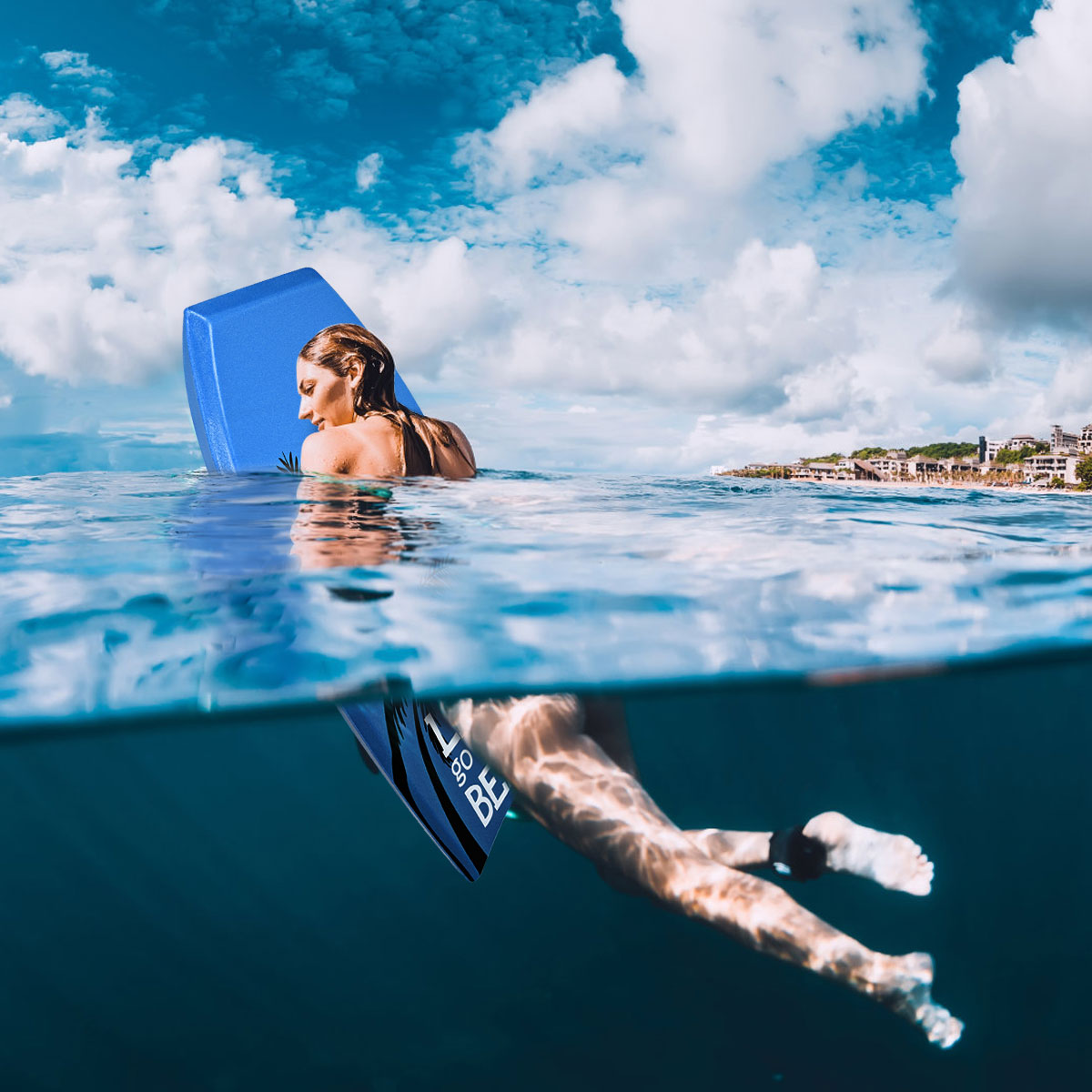 Bodyboard leichtgewichtig Schwimmbrett für den Strand für Kinder & Erwachsene 106cm Blau