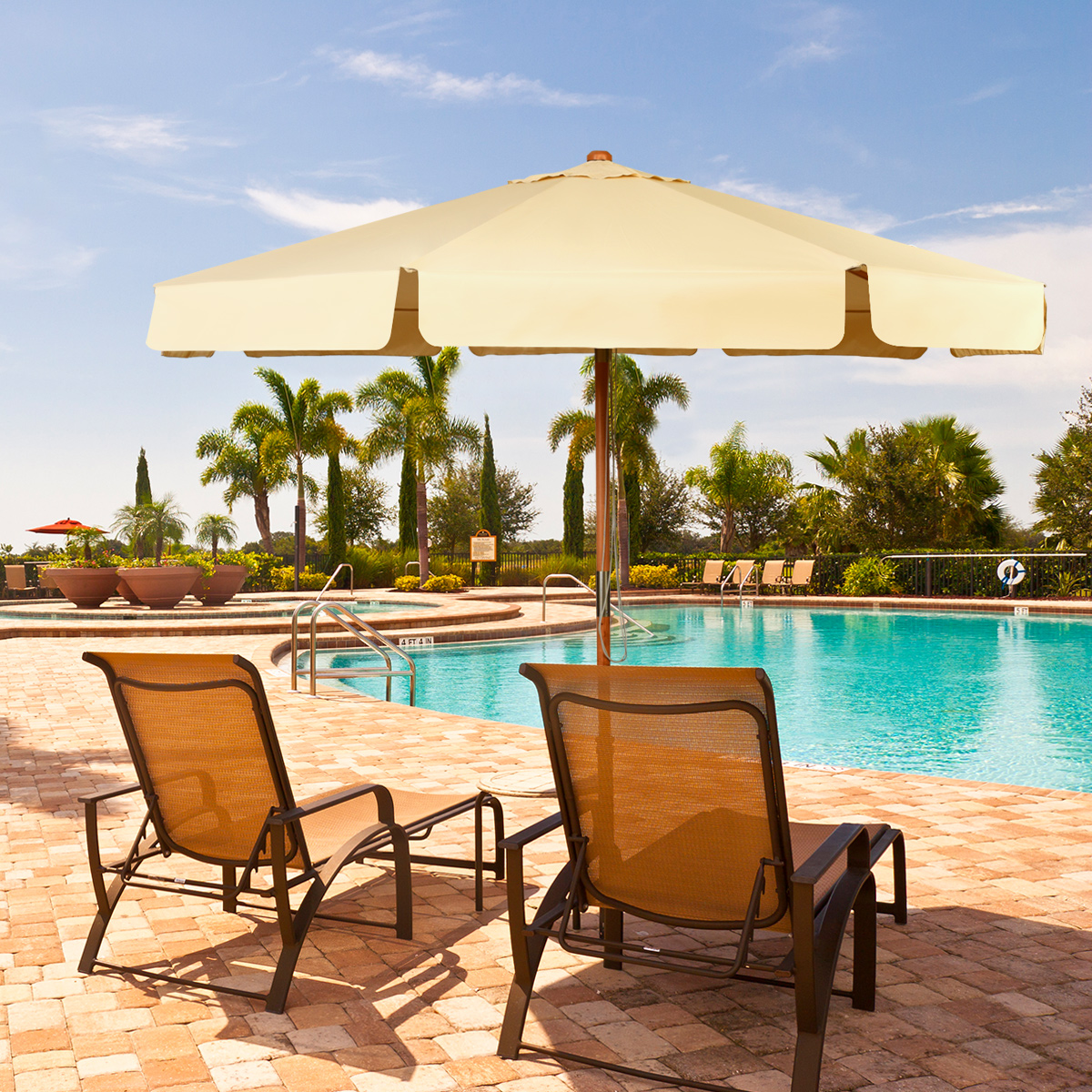3m Kippbarer Sonnenschirm aus Wasserdichtem Polyestergewebe Terrassenschirm mit UV-Schutz Beige