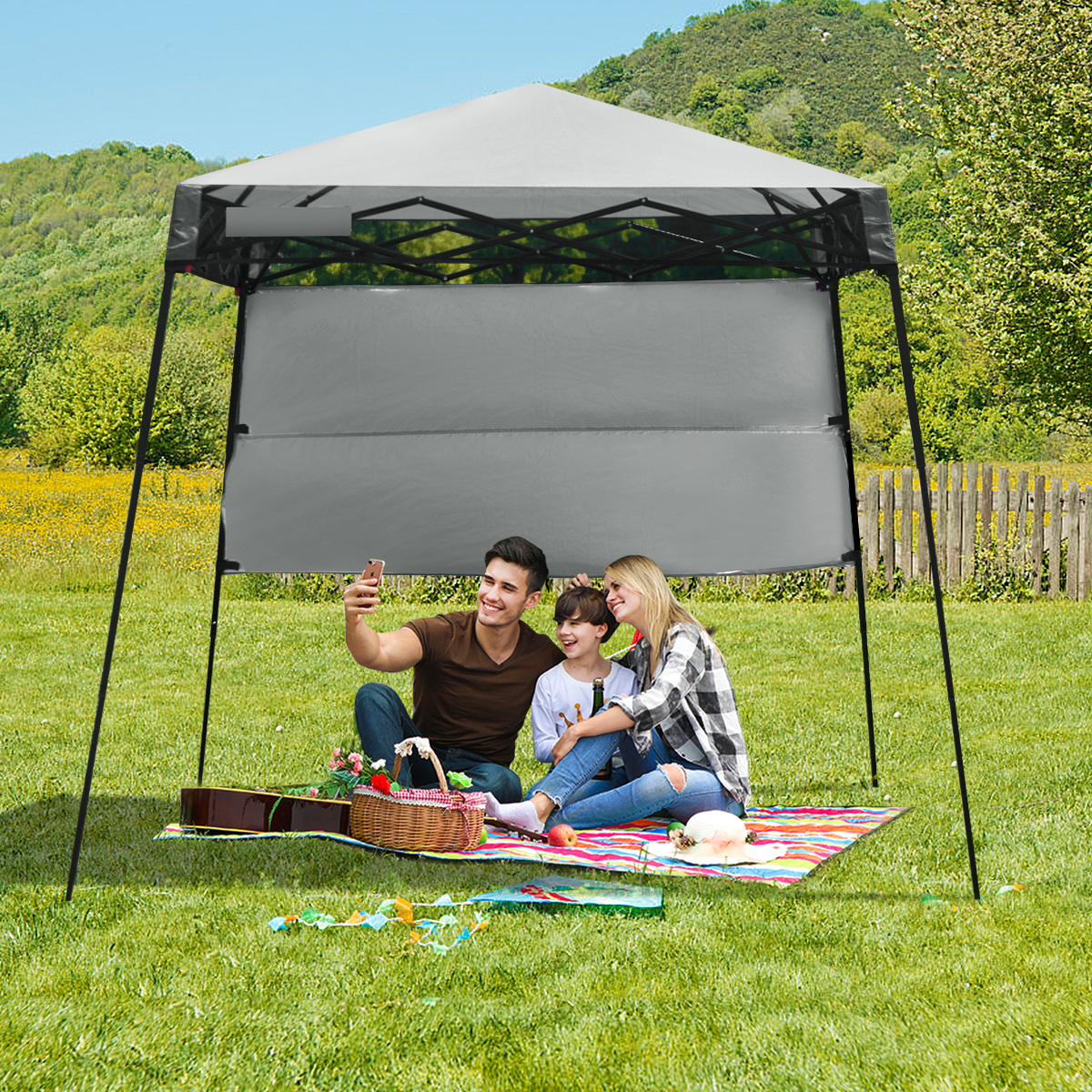 Gartenpavillon Gartenzelt mit Tasche tragbares Partyzelt 181x181x210cm Grau