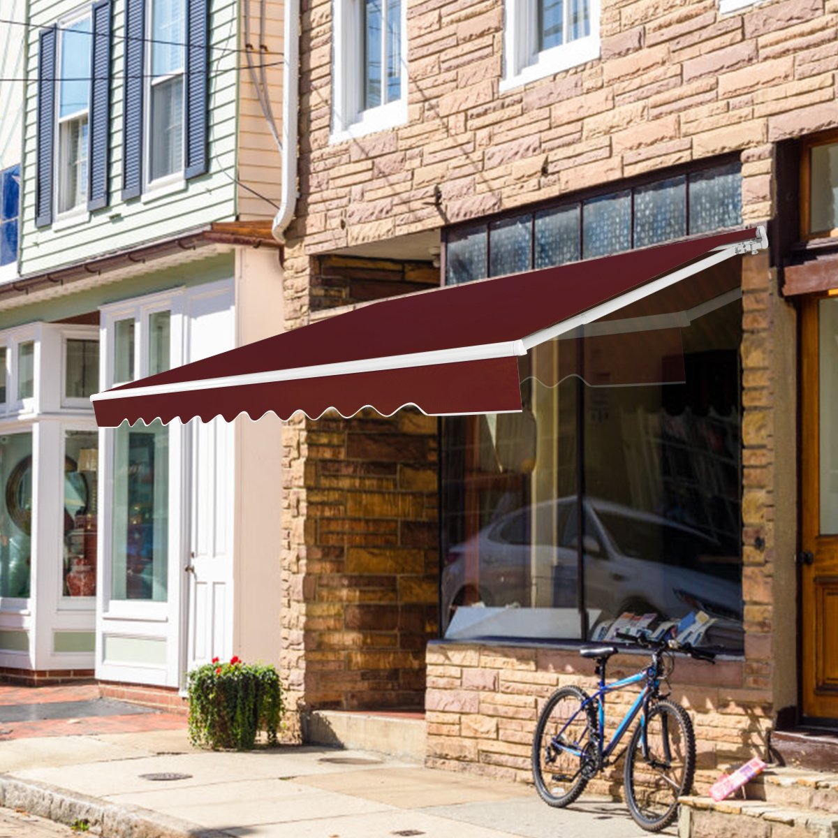 Markise mit kurbel Einziehbare Markise Aluminium Terrassen Sonnenschutz 3 x 2,5 m-Weinrot