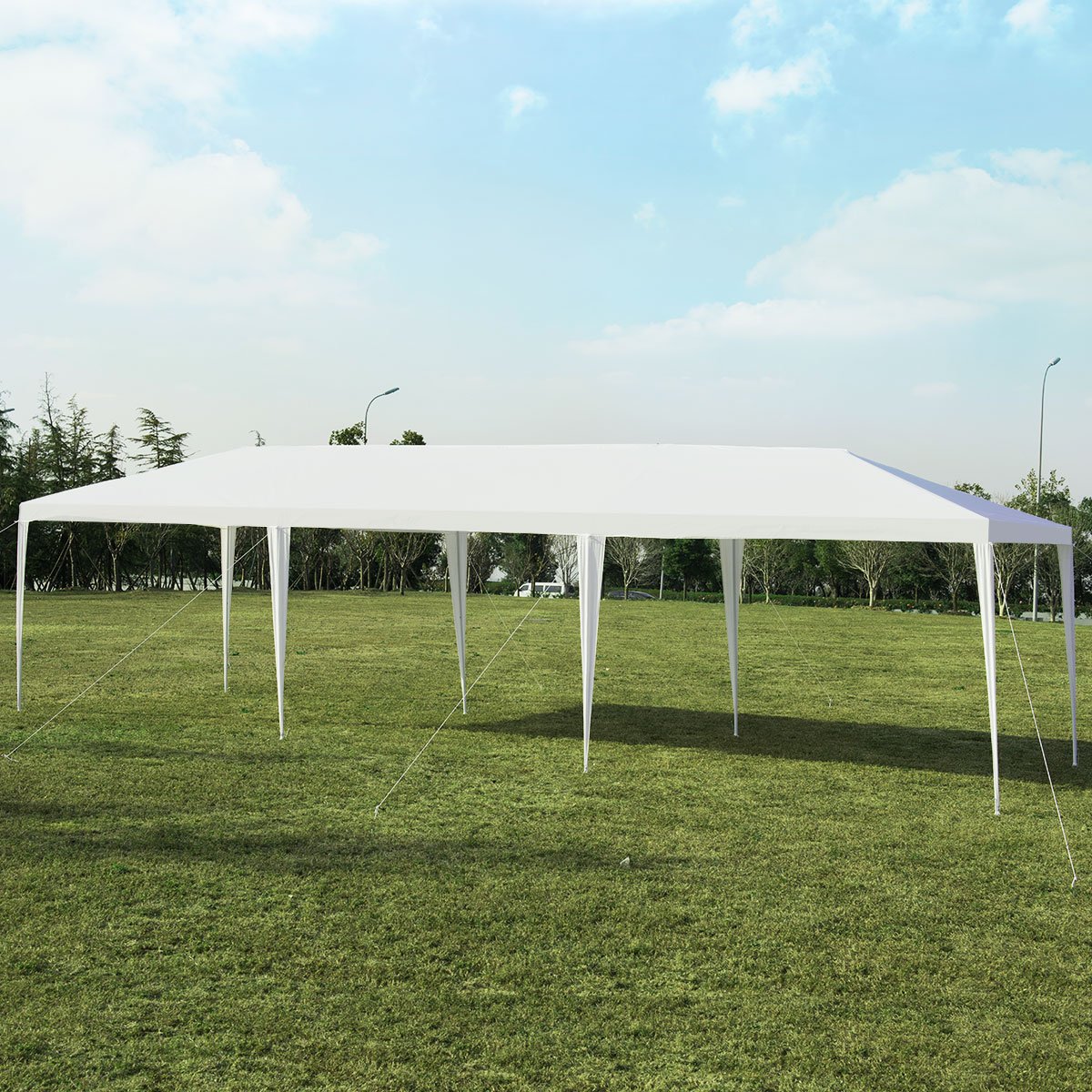 Partyzelt 3 m x 9 m Wasserdichter Pavillon für den Außenbereich Weiß
