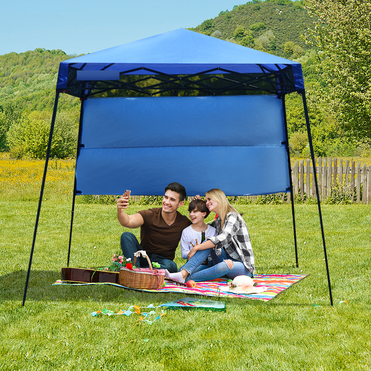 Gartenpavillon Gartenzelt mit Tasche tragbares Partyzelt 181x181x210cm Blau