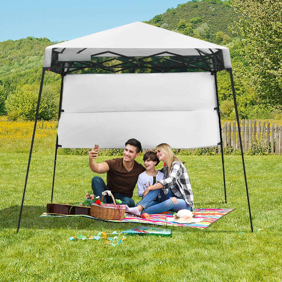 Gartenpavillon Gartenzelt mit Tasche tragbares Partyzelt 181x181x210cm Weiß