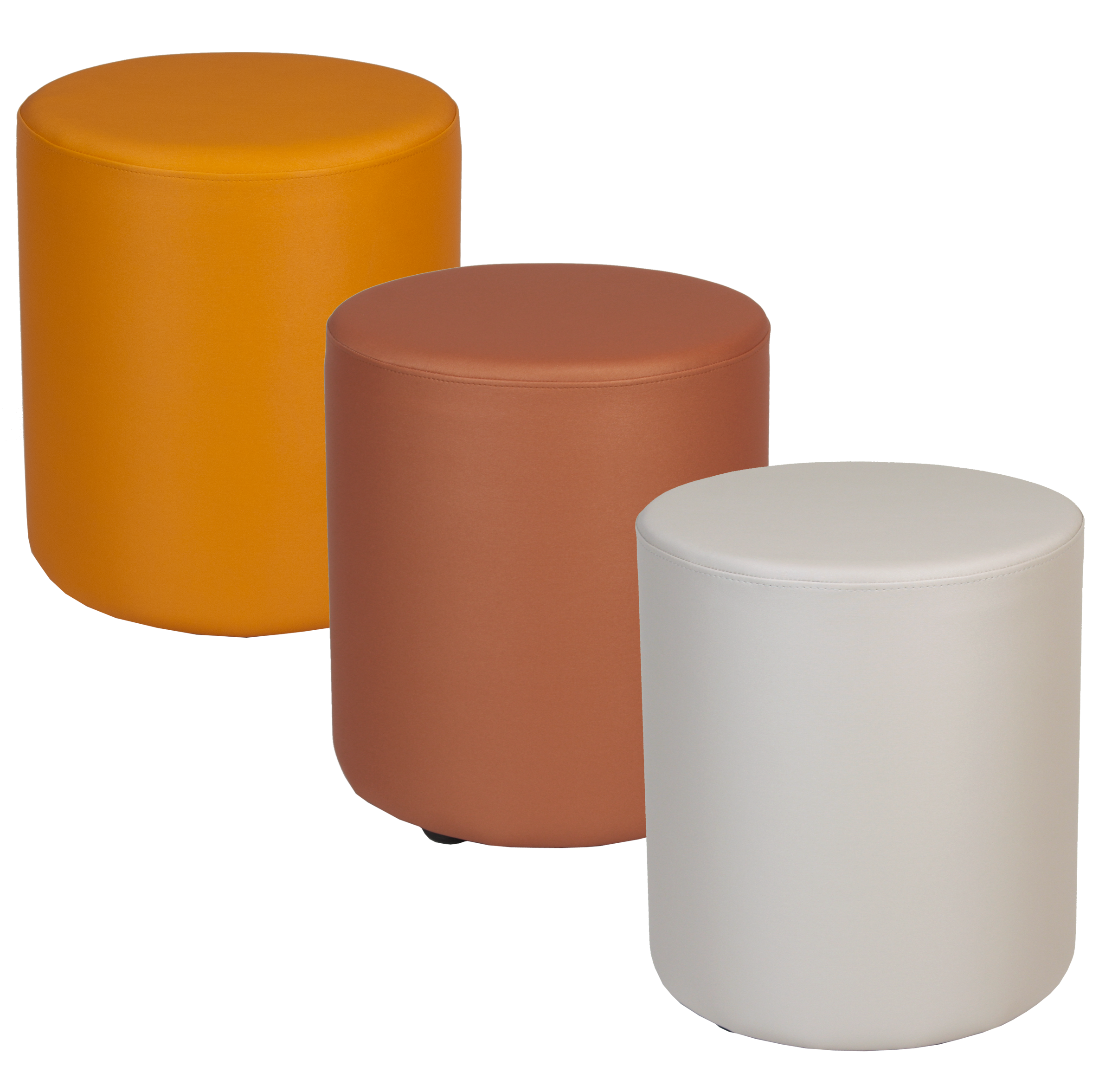 ERIDES Sitzpouf rund – Moderner Hocker mit Kunstlederbezug, 40×45cm, Made in Germany - Orange