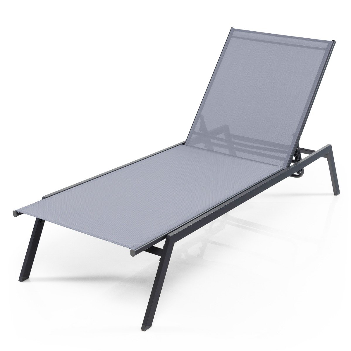 Outdoor Verstellbarer Liegestuhl mit Flacher Liegeposition & Schnelltrocknendem Stoff