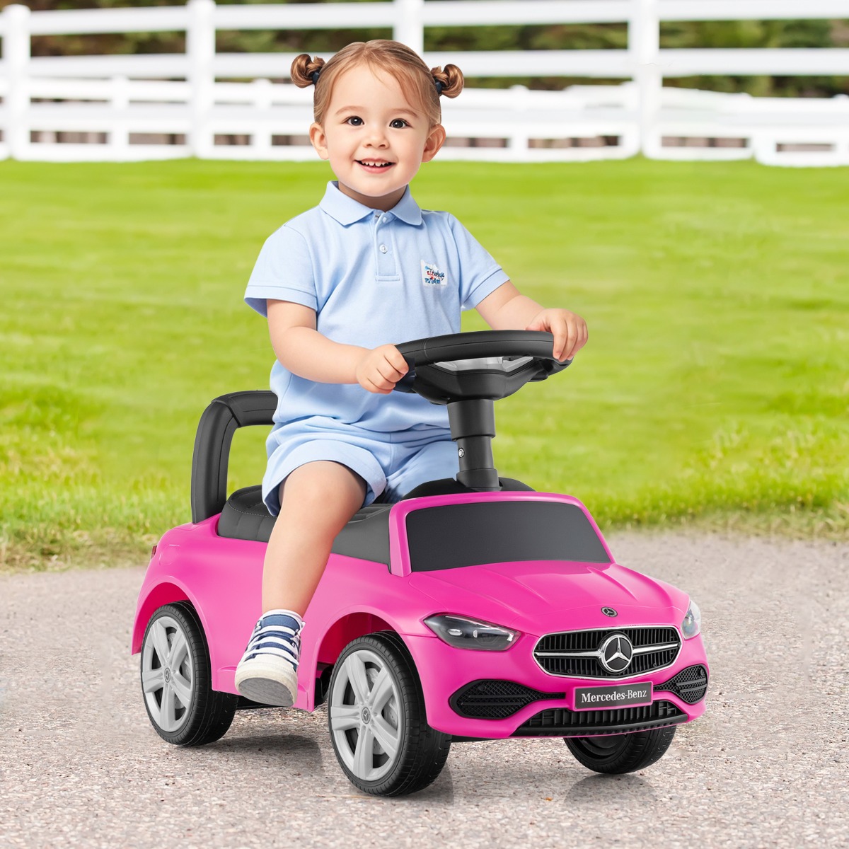 Mercedes-Benz lizenziertes Fahrspielzeug mit Lenkrad & Stauraum Rutschauto Laufauto Rosa