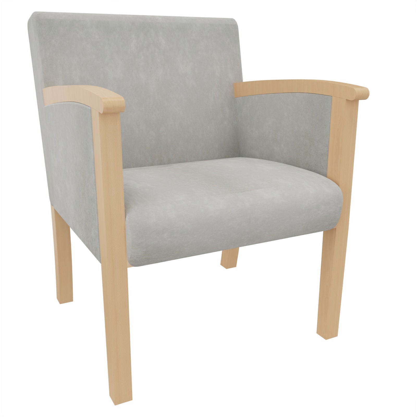 Sessel Santana – Massivholz-Polstersessel mit Gurtpolsterung und hoher Belastbarkeit - Metall Silber / Clean-Stoff Como Grau