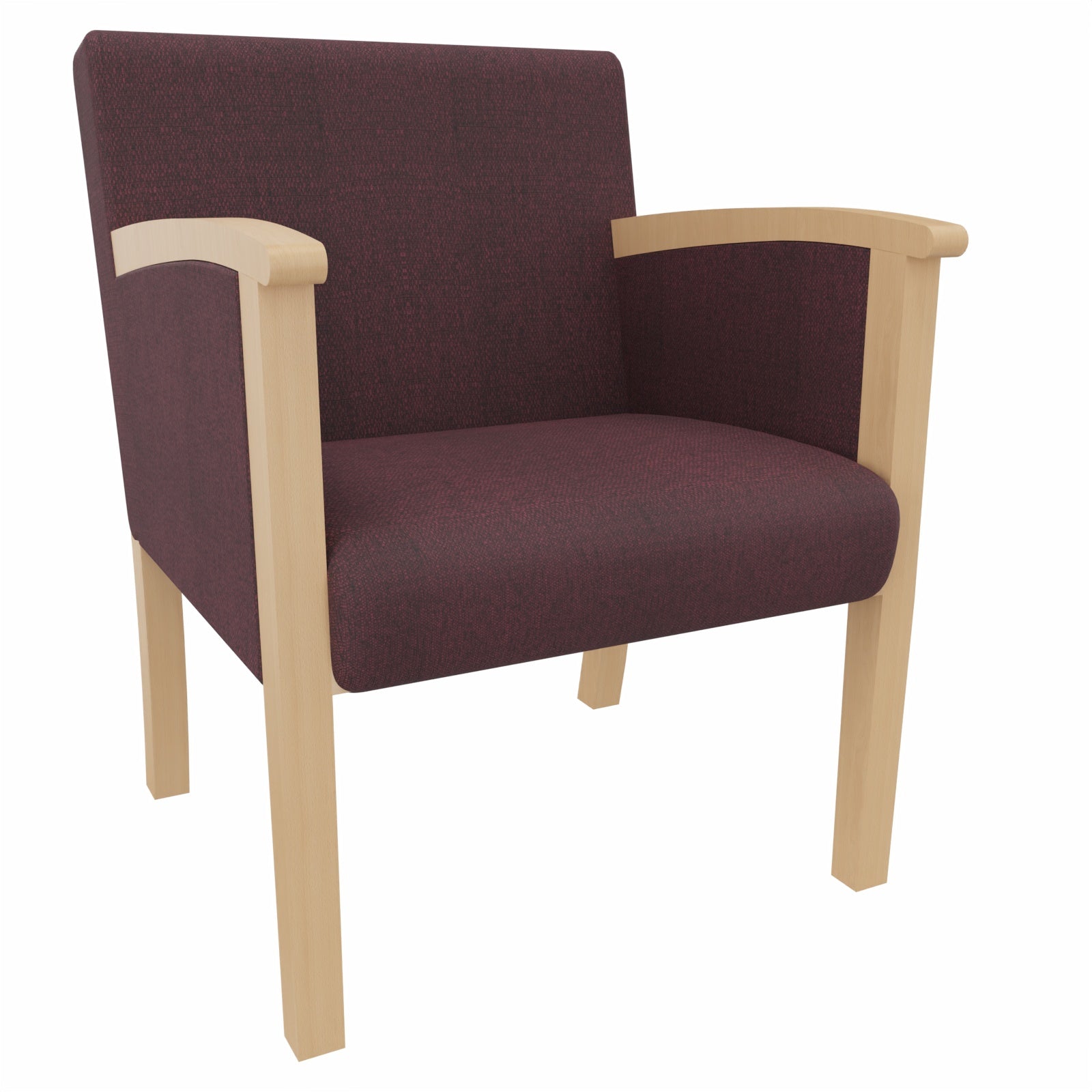 Sessel Santana – Massivholz-Polstersessel mit Gurtpolsterung und hoher Belastbarkeit - Metall Silber / Stoff Kariba Bordeaux