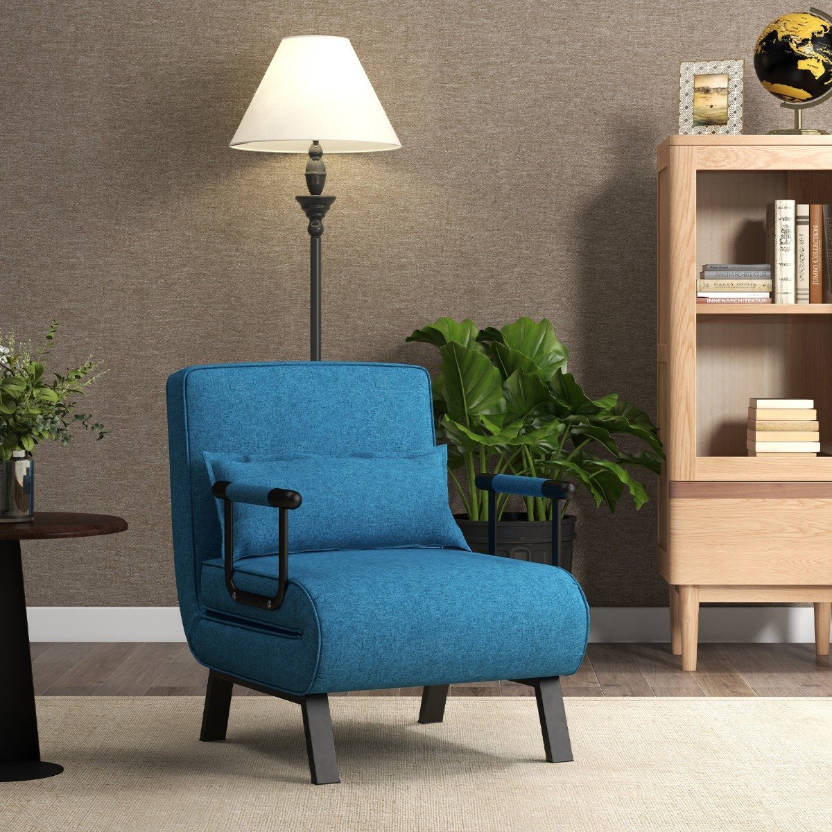 4 in 1 Schlafsessel Klappbar Schlafsofa mit 5 Stufig Verstellbarer Rückenlehne Blau