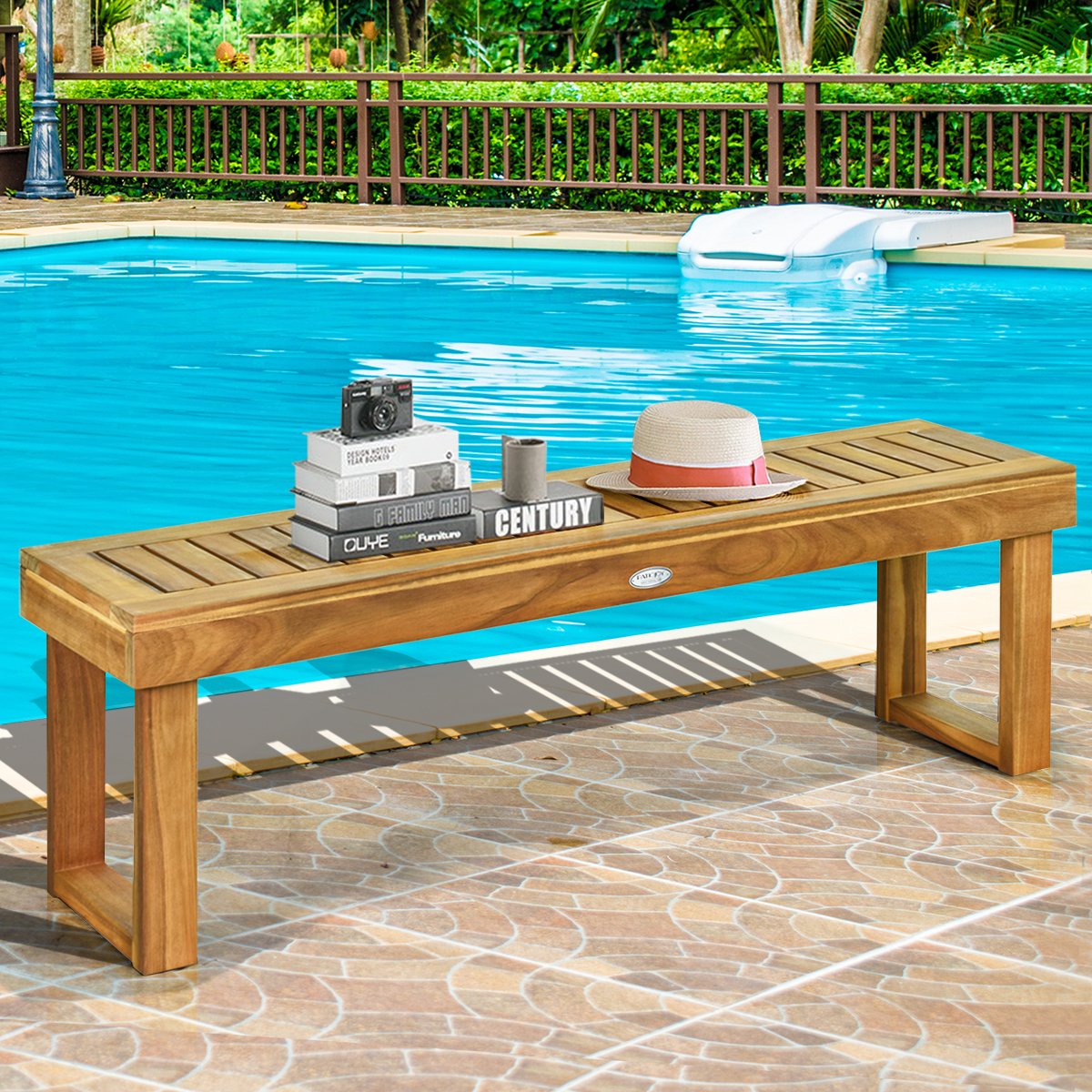 Sitzbank Massivholz Gartenmöbel Holzbank Gartenbank Belastbar bis 360 kg 132 x 34 x 43,5 cm Teak