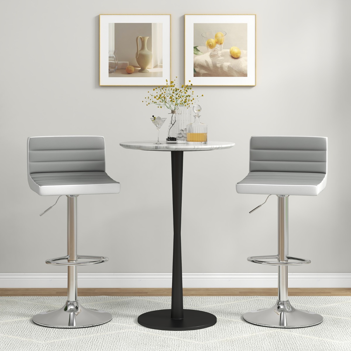 2er Set Barhocker 82-102cm Höhenverstellbare Drehbare Barstühle Küchenhocker Sitzhocker