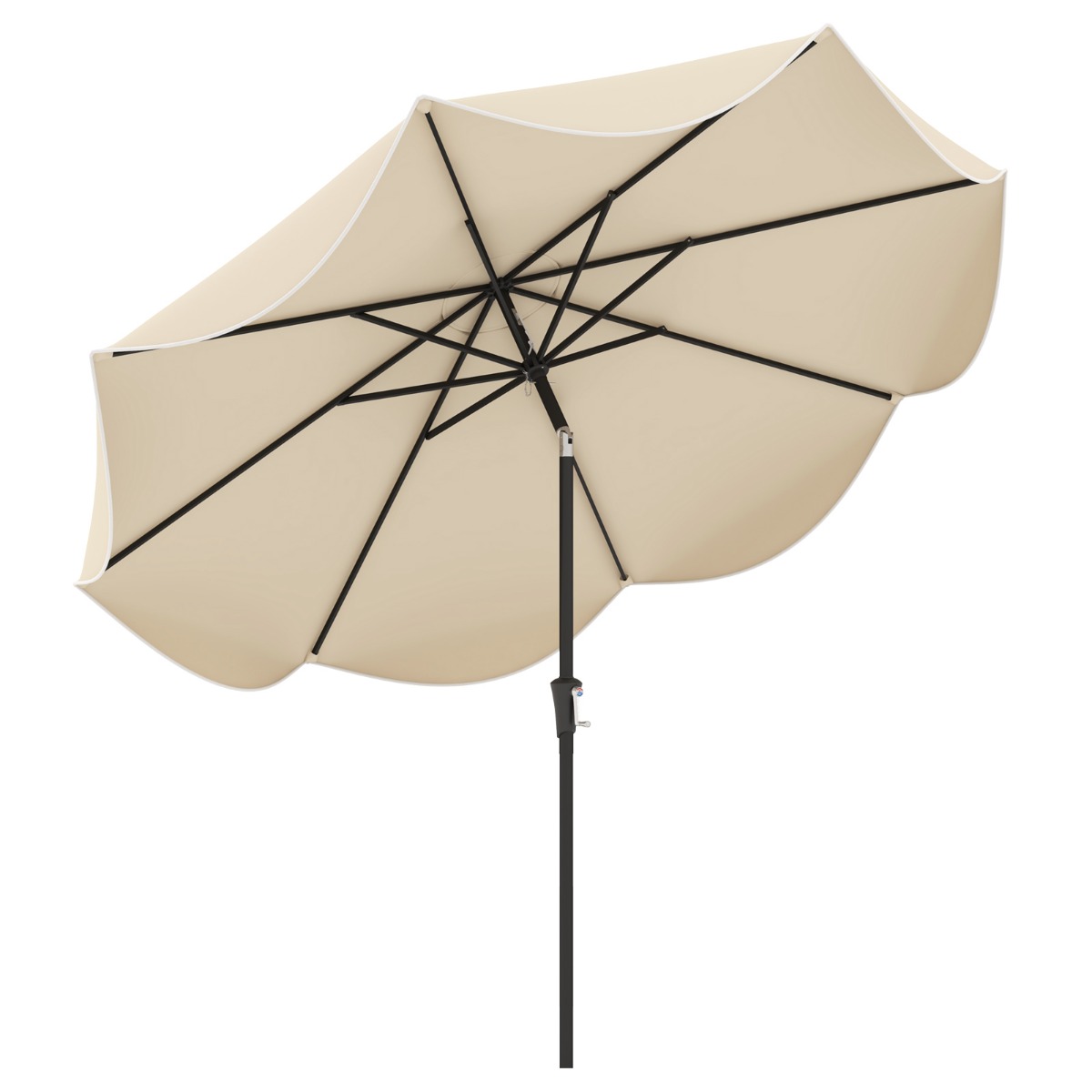 Terrassenschirm mit Kurbel Neigung per Druckknopf & Gerüschten Kanten Tischschirm Beige