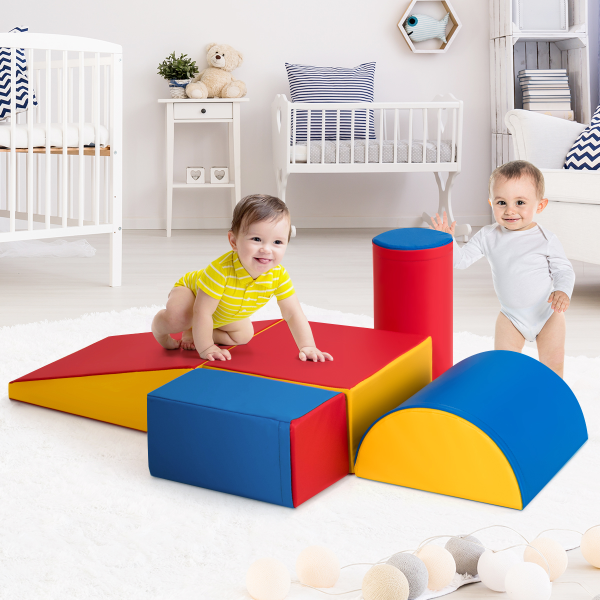 5 TLG. Schaumstoffbausteine zum Toben & Klettern Riesenbausteine aus Schaumstoff Bunt