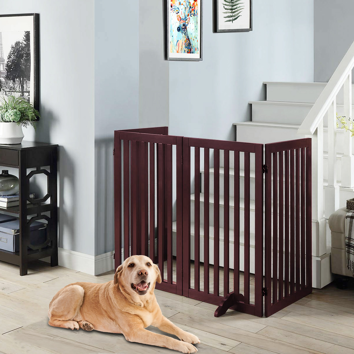 2 x Stützfüße Kieferholz für Hunde Absperrgitter 2 cm Gitterfüße für Schutzgitte Braun