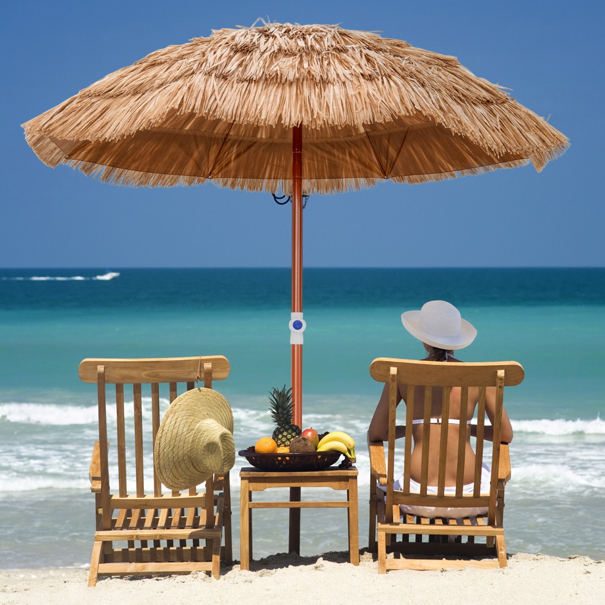 Hawaiianischer Strandschirm mit Tragetasche & Neigbarem Design Tischschirm 175 cm