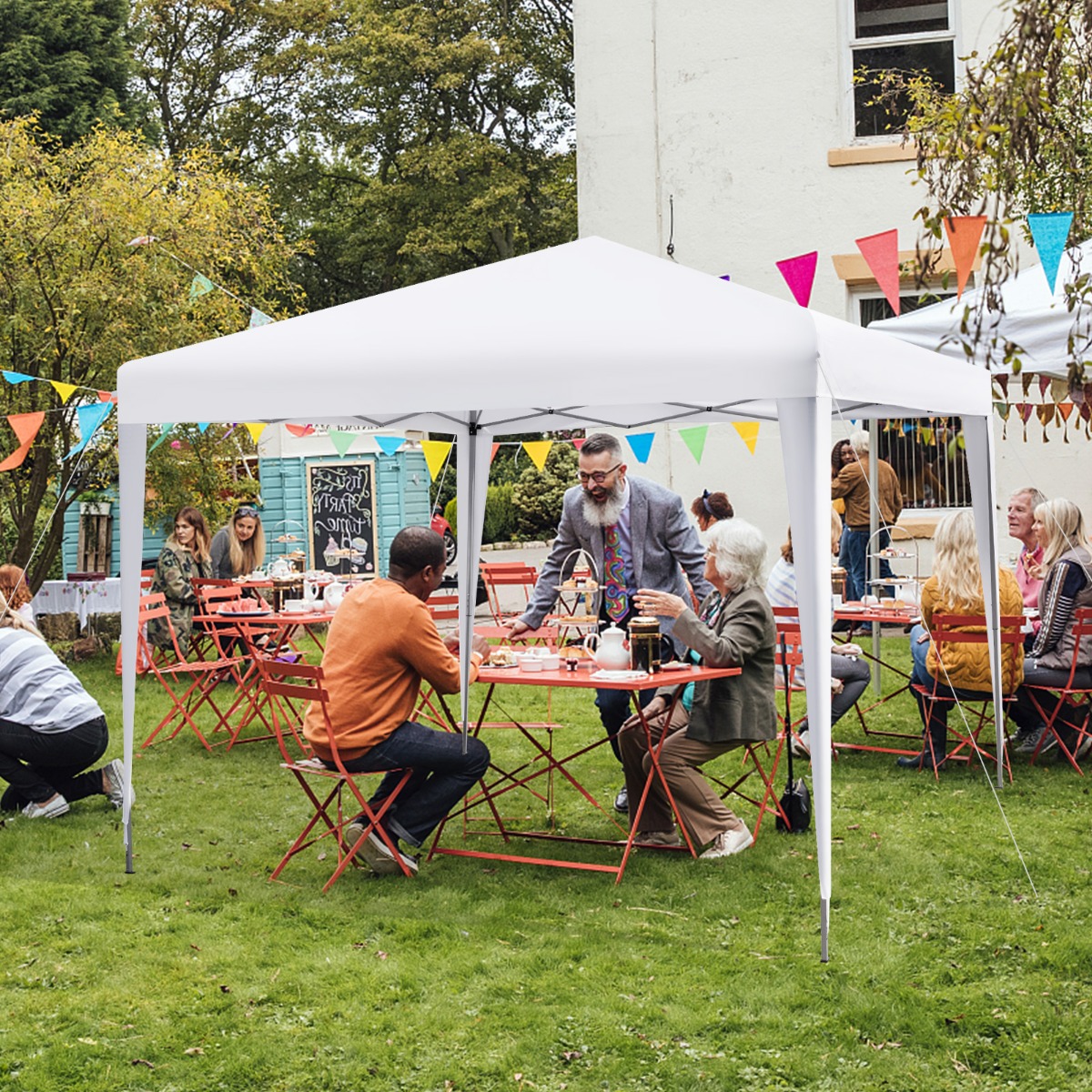 3 x 3 m Pop-Up Pavillon Strandzelt für den Außenbereich Weiß