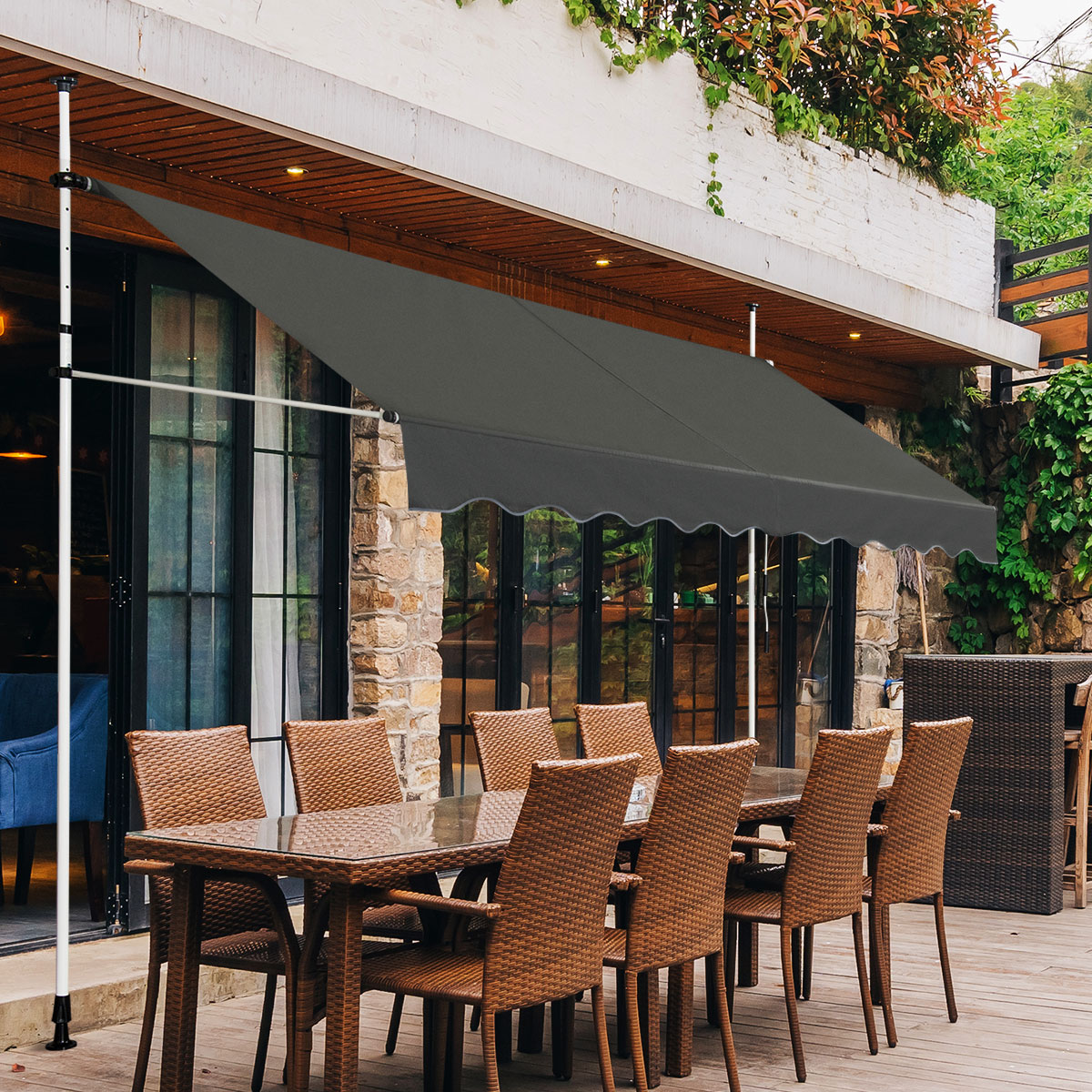Markise Klemmmarkise Sonnenschutz UV-beständig höhenverstellbar wasserabweisend 300 x 120 cm Grau