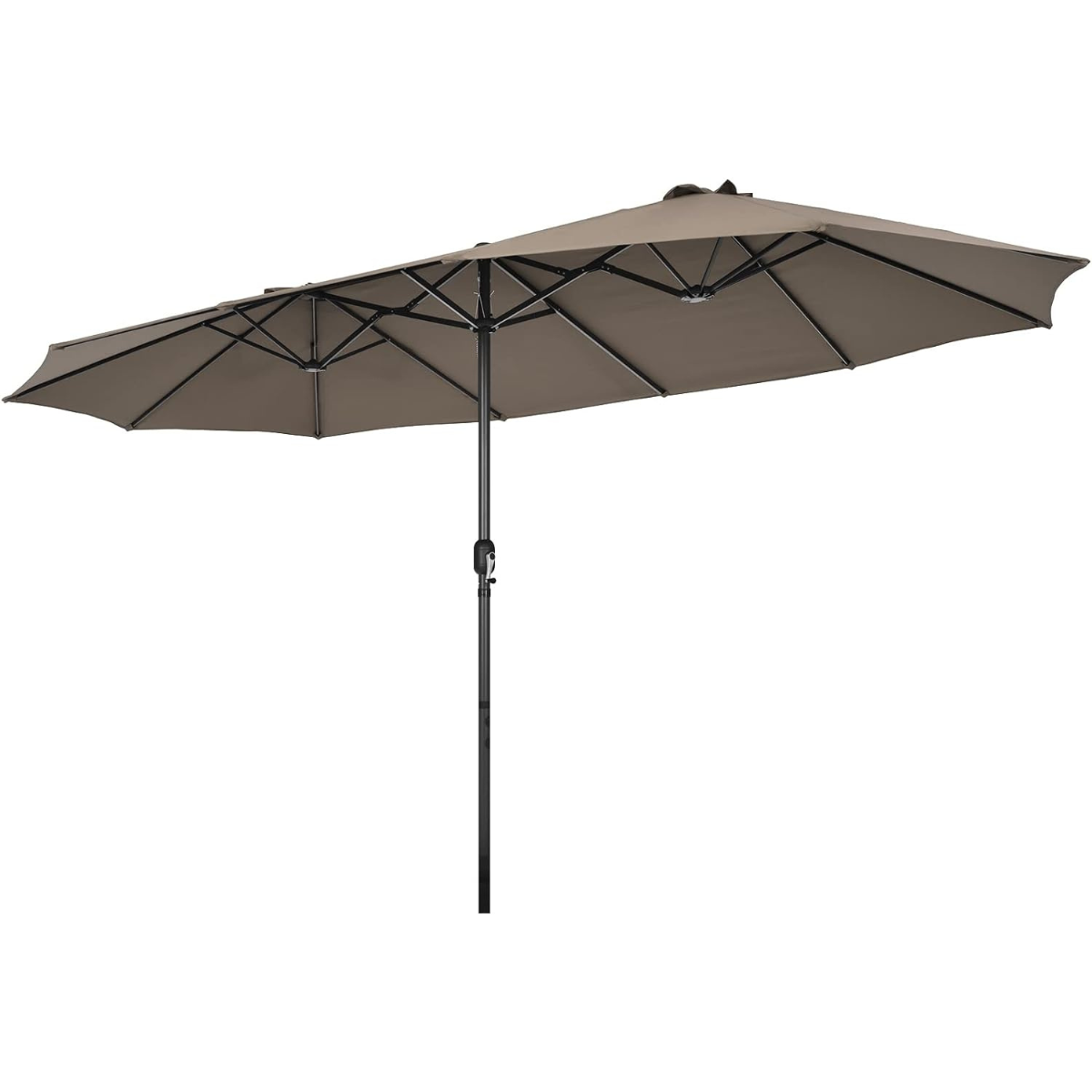 Ø480 cm Doppelsonnenschirm Marktschirm mit Kurbel &amp; UV Schutz Gartenschirm Braun