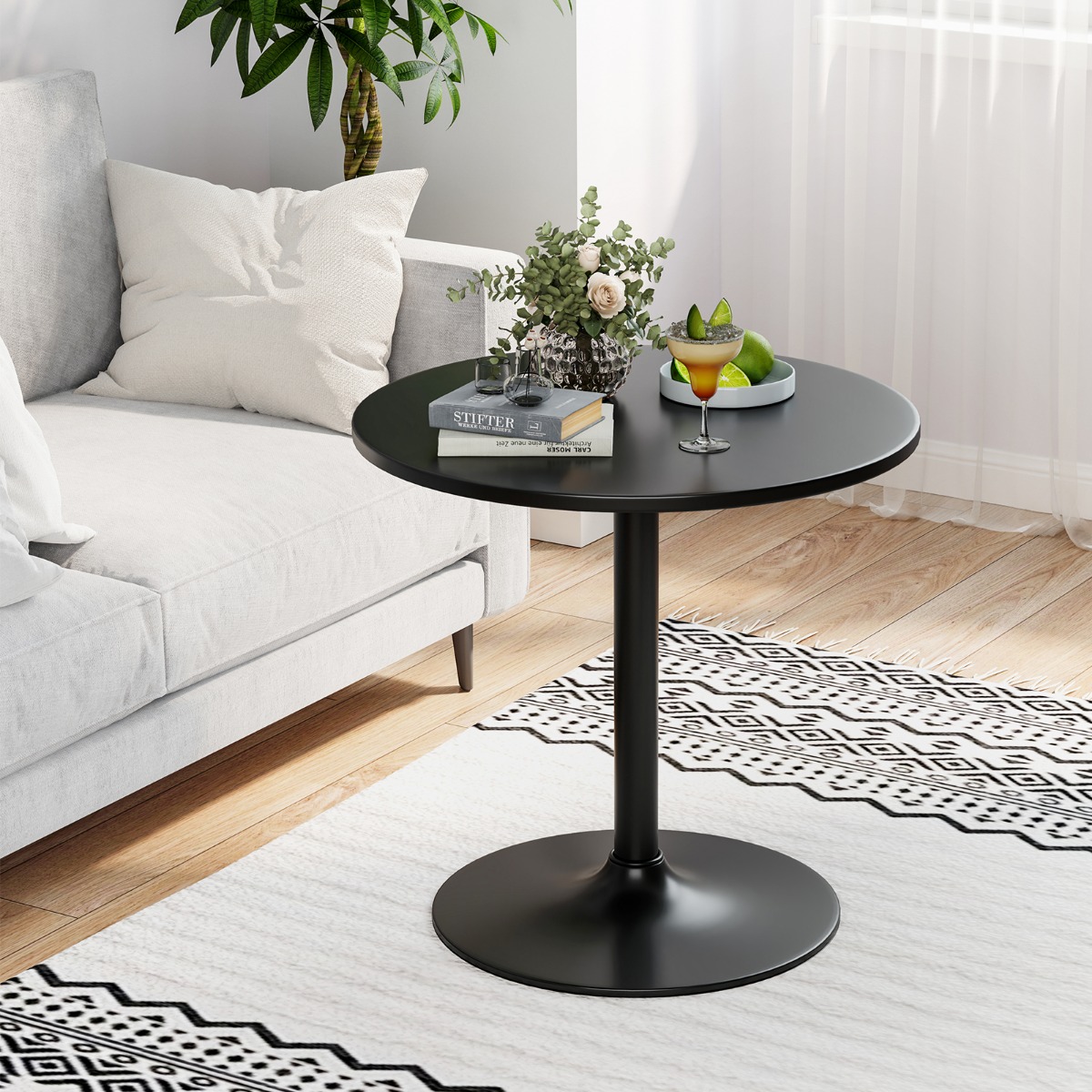 Runder Stehtisch höhenverstellbar 56 cm/101,5 cm Ø 60 cm Bistrotisch Schwarz