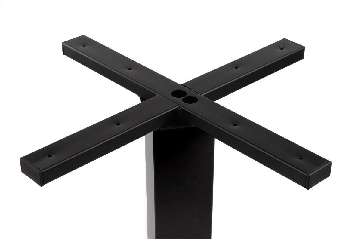Tischgestell SH-5002-7/B mit rechteckigem Sockel – Schwarze Tischsäule 73cm aus pulverbeschichtetem Stahl, höhenverstellbar