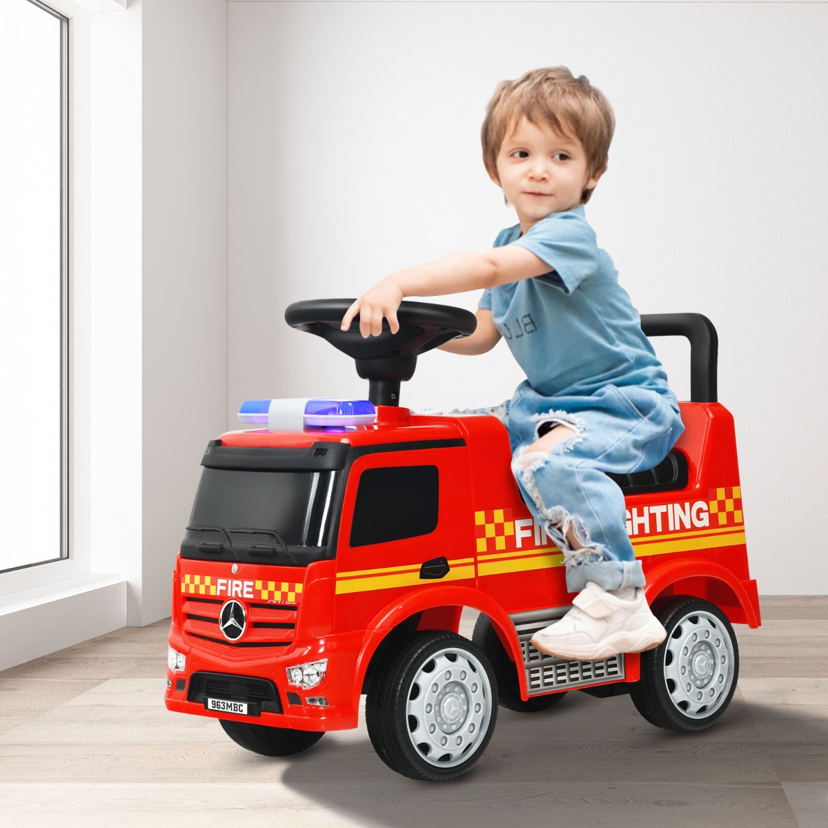 Kinder-Feuerwehrauto lizenzierter Mercedes Benz Schiebeauto 62 x 29 x 43 cm Rot