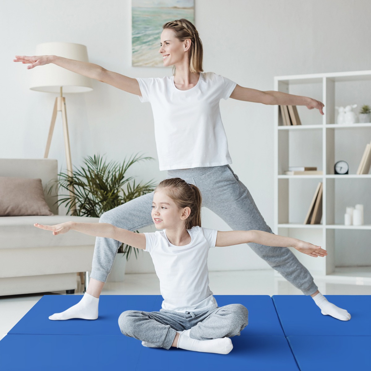 Klappbare Weichbodenmatte mit 2 Griffen Rutschfeste Gymnastikmatte 180 x 60 x 5 cm Marineblau