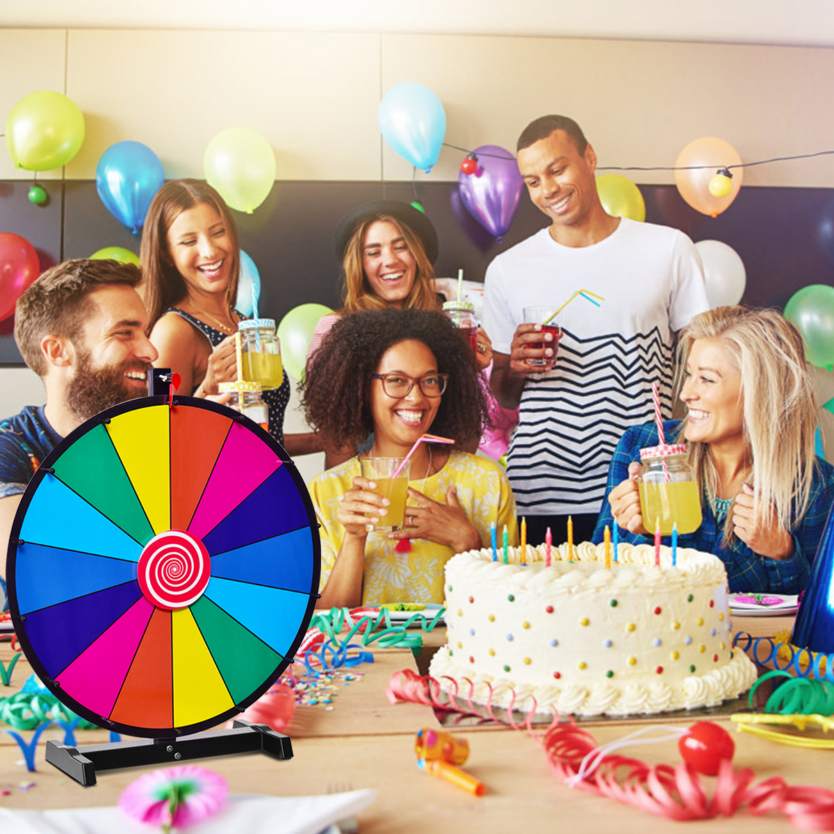 18" Glücksrad Spielzeug mit Radiergummi & Markierstift Rad Spiele für Lotteriespiele φ48cm