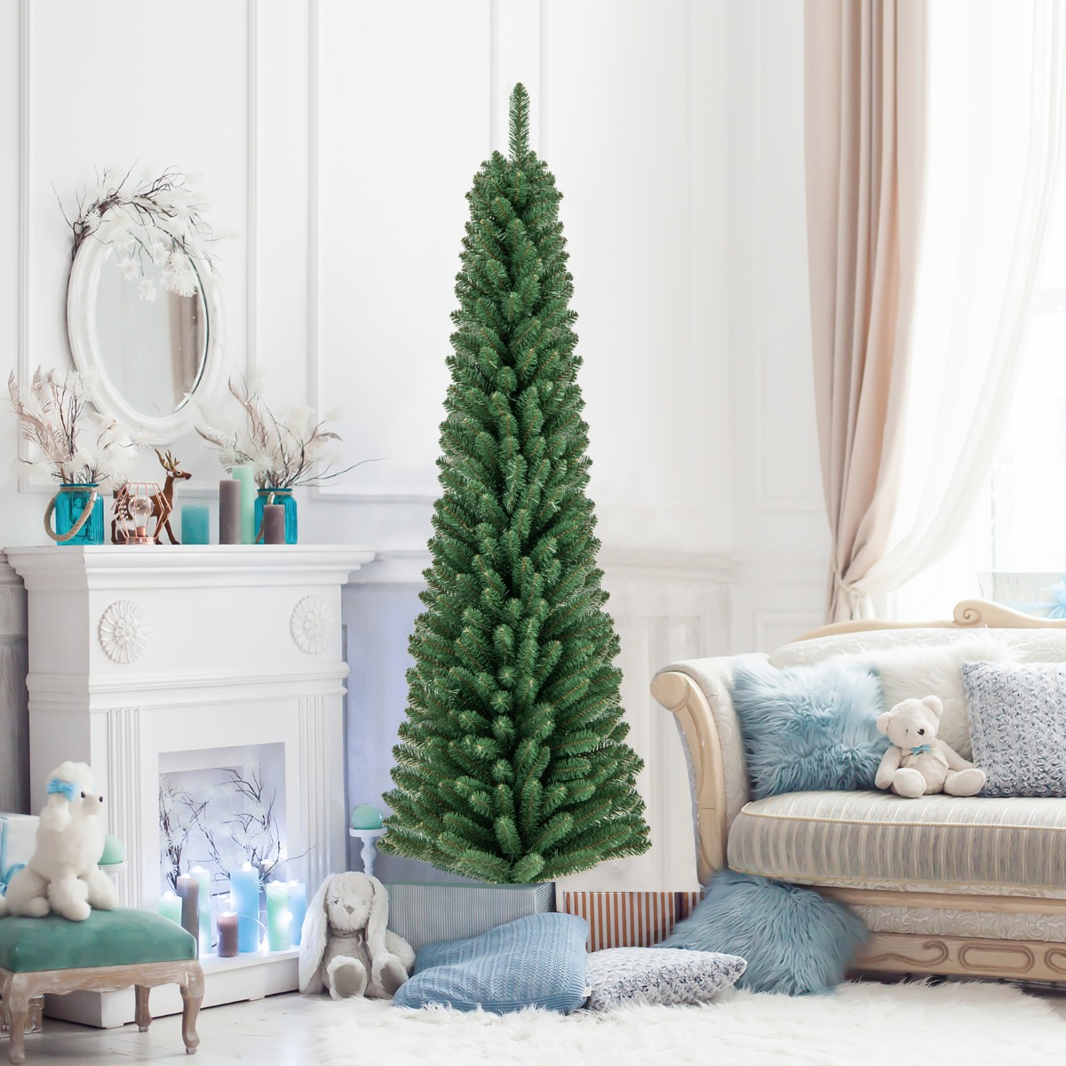 180cm Bleistift Weihnachtsbaum künstlicher Tannenbaum mit 392 Zweigespitzen Grün