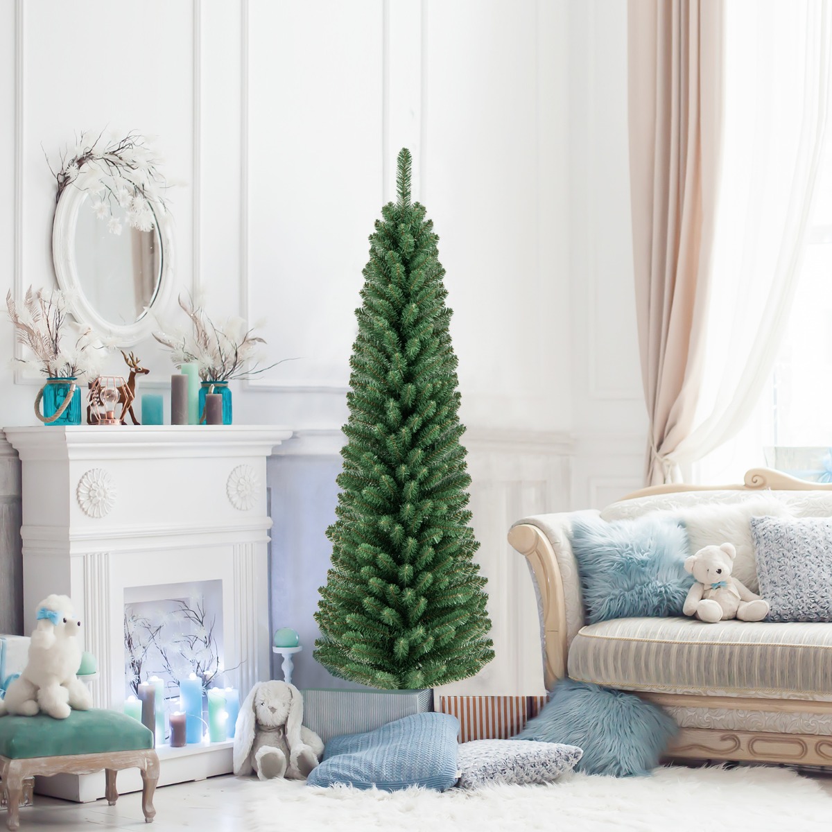 150cm Bleistift Weihnachtsbaum künstlicher Tannenbaum mit 295 Zweigespitzen Grün