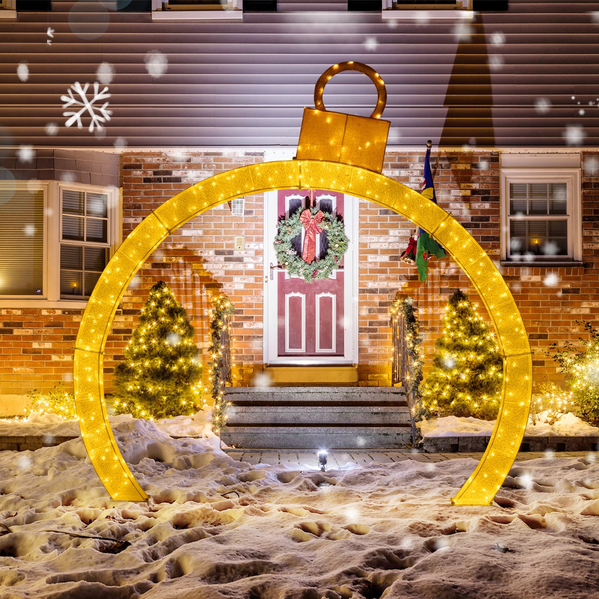 313 cm Hoher Weihnachtsbogen mit Beleuchtung Weihnachten Torbogen Groß Weihnachtsdeko