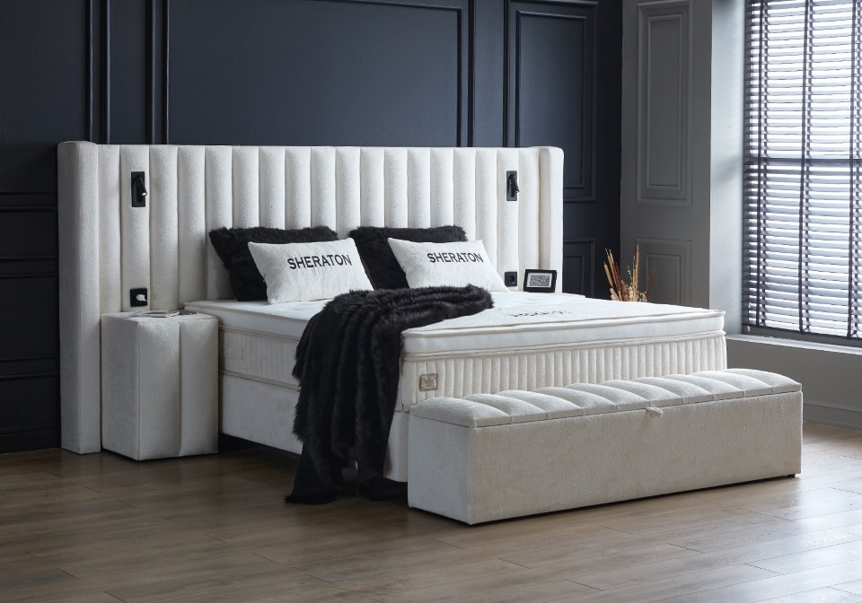 Boxspringbett Sheraton von ABC Bedding Farbe Weiß Material Mikrofaser – Das Premium-Schlafmöbel für himmlischen Komfort und stilvolle Eleganz
